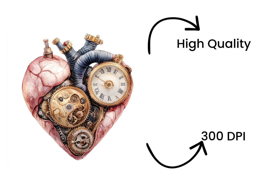 Steampunk Heart Gears Clipart Bundle