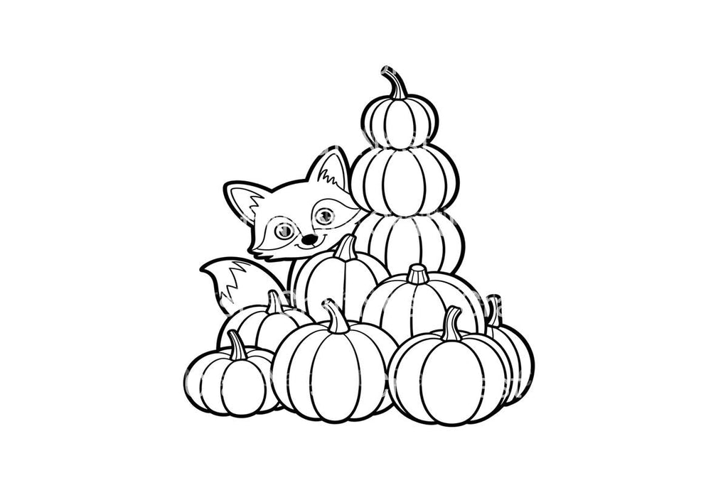 Fox and Pumpkin Pile Coloring Books