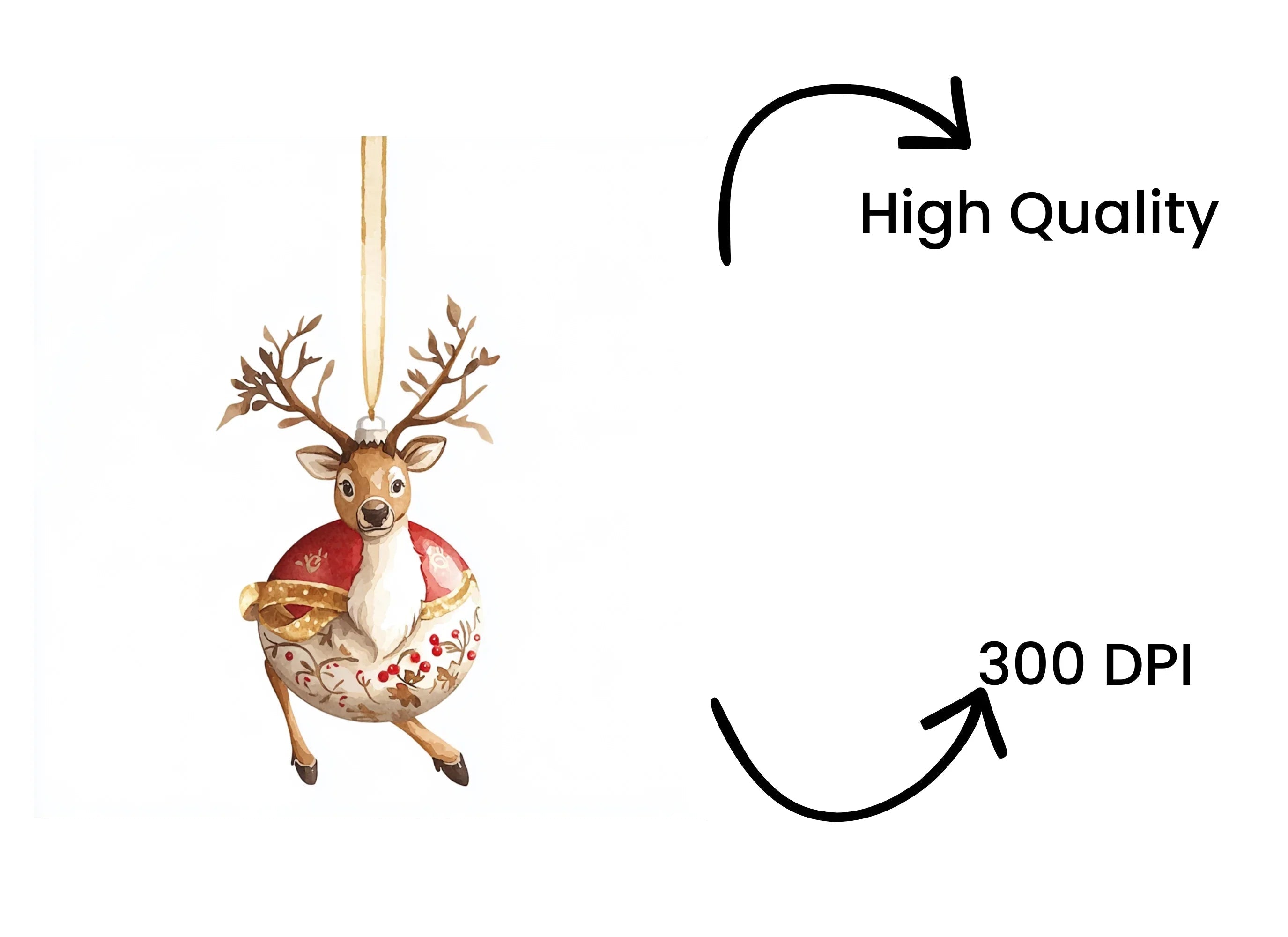 Christmas Reindeer Ornaments Clipart Bundle