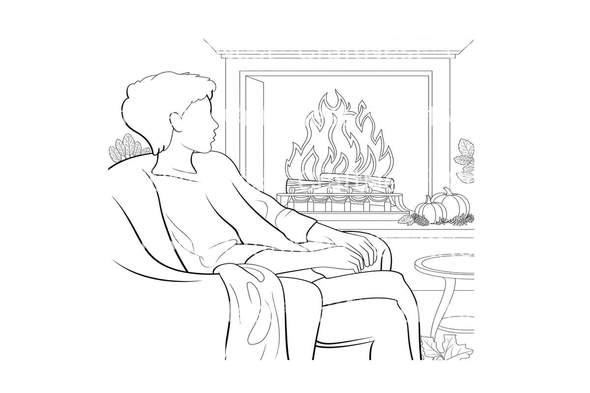 Relaxing Fireplace Scenes Coloring Books