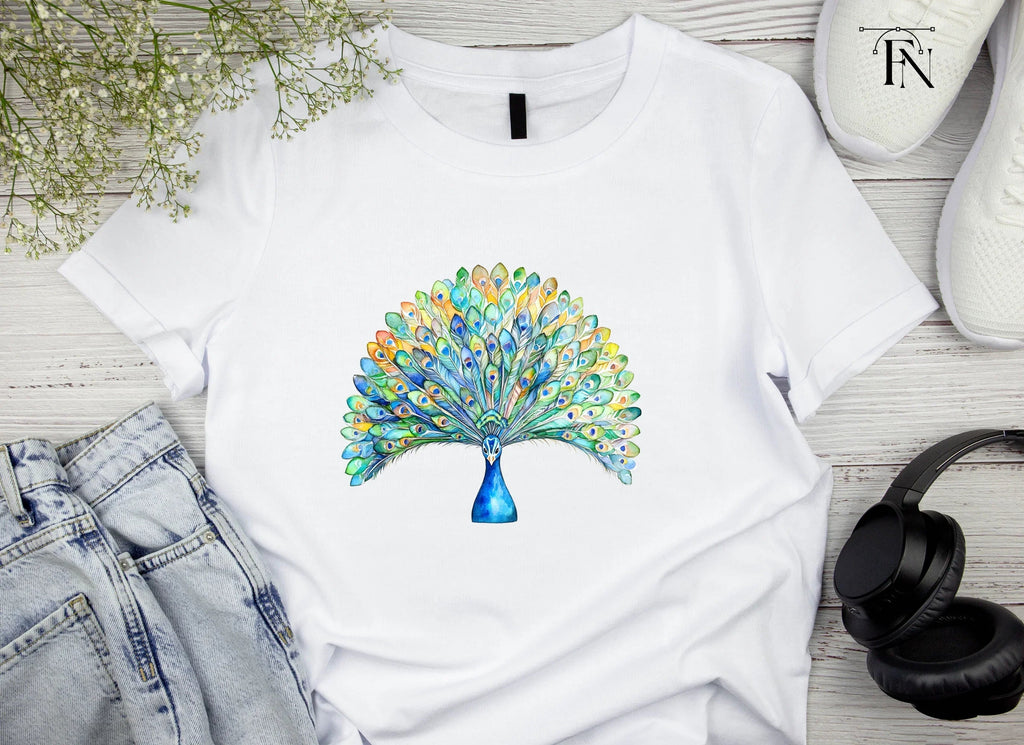 Vibrant Peacock Feather Fan Clipart Bundle