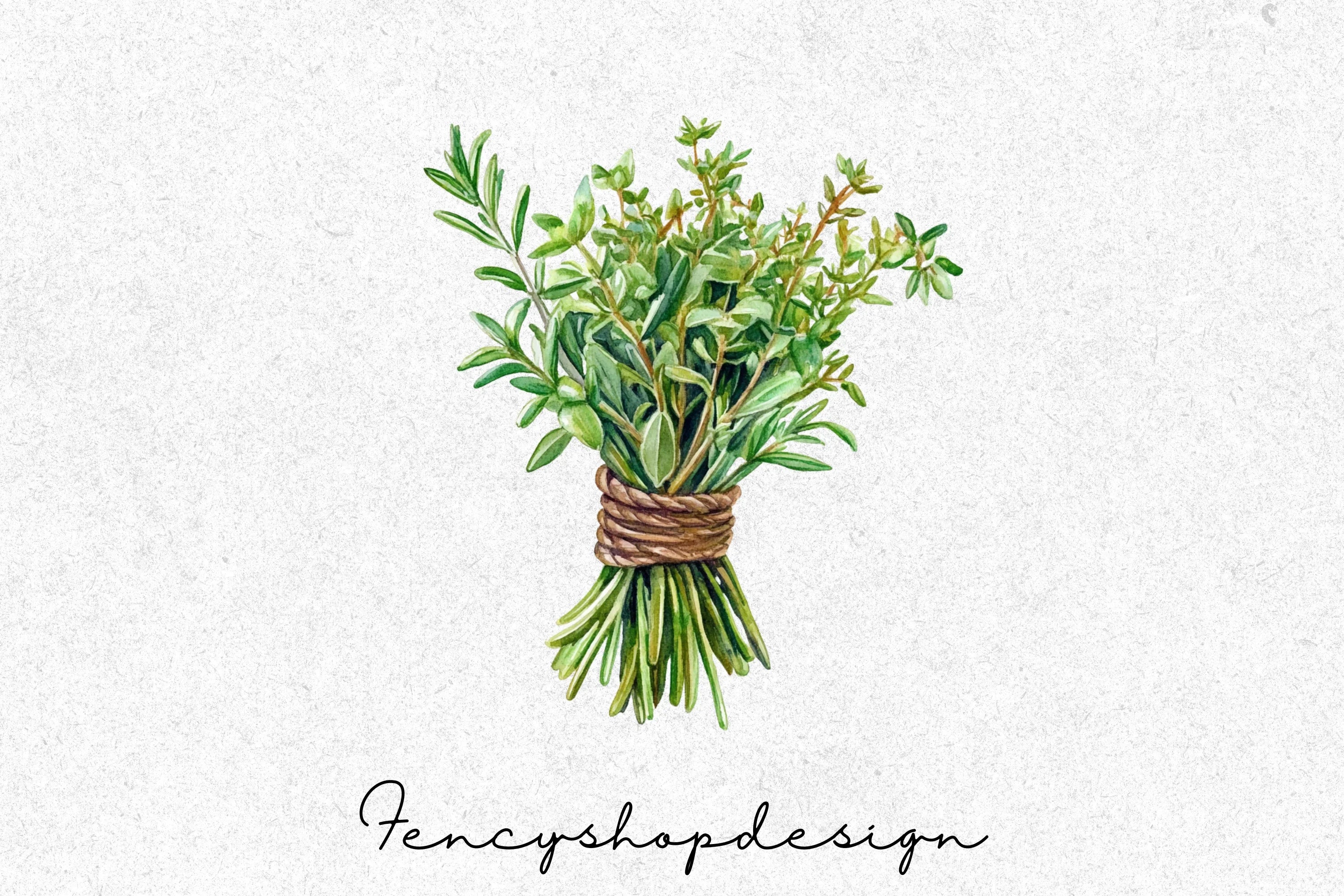 Fresh Herb Bouquets Clipart Bundle