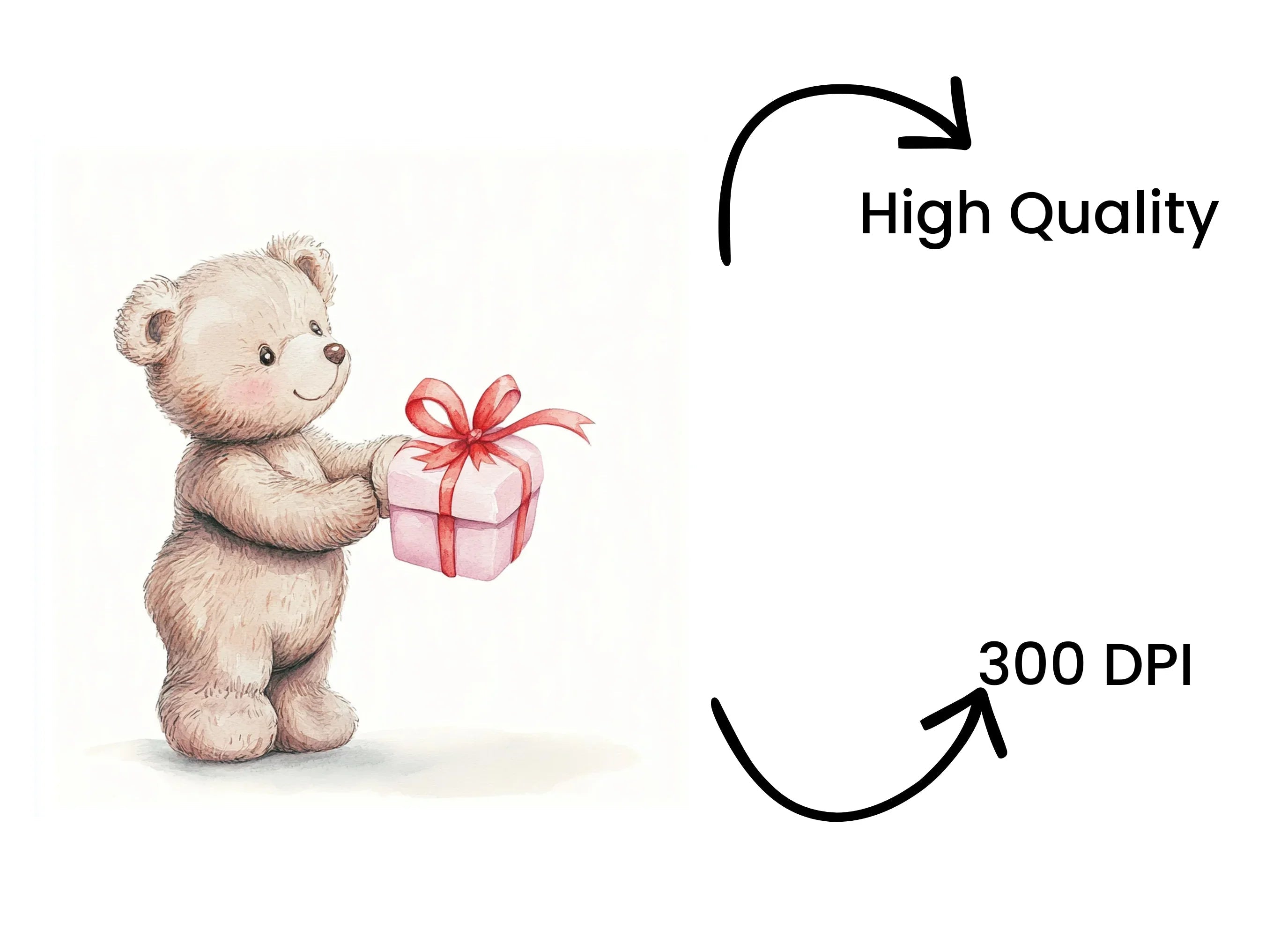 Sweet Teddy Bear Holding Heart Clipart Bundle