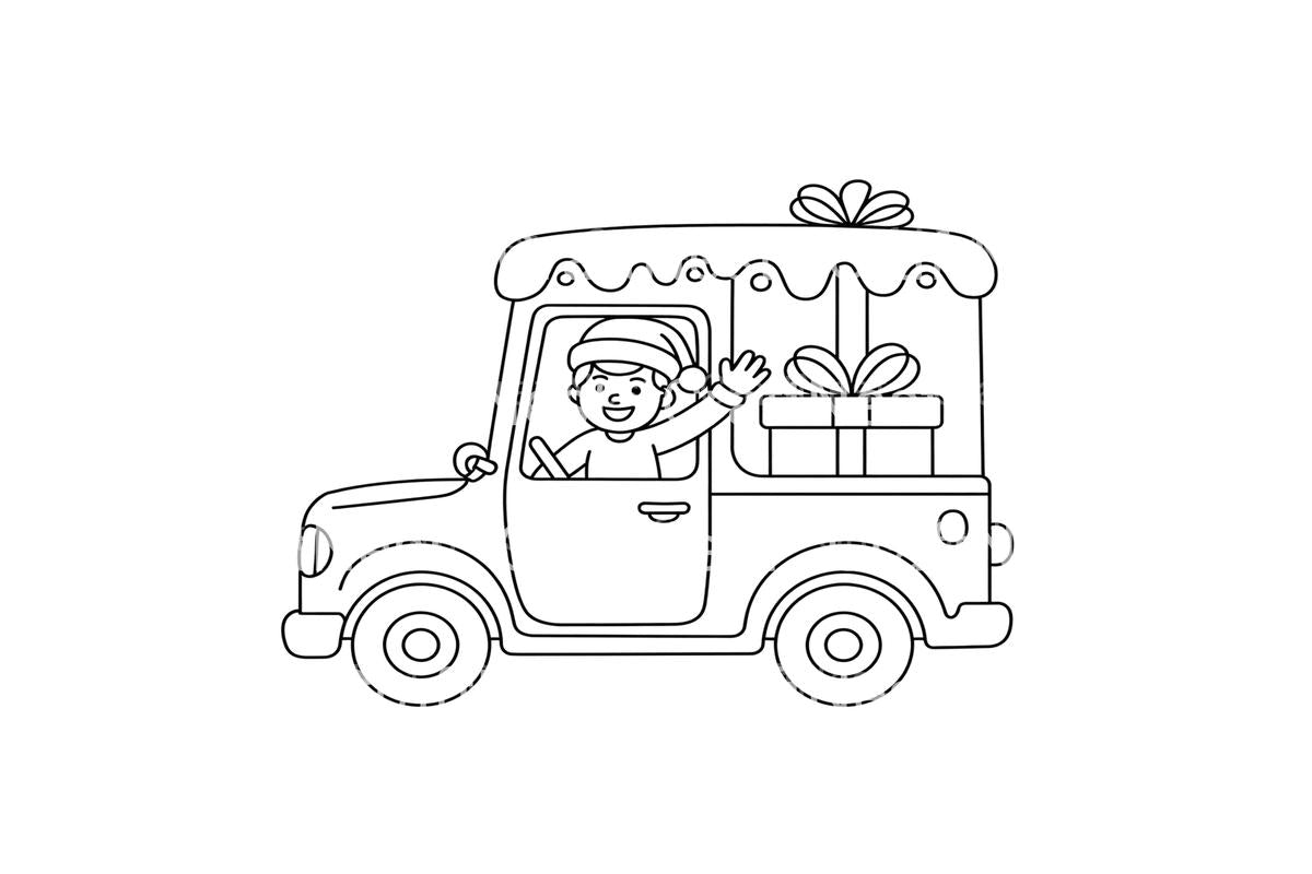 Festive Christmas Vehicles Coloring Books