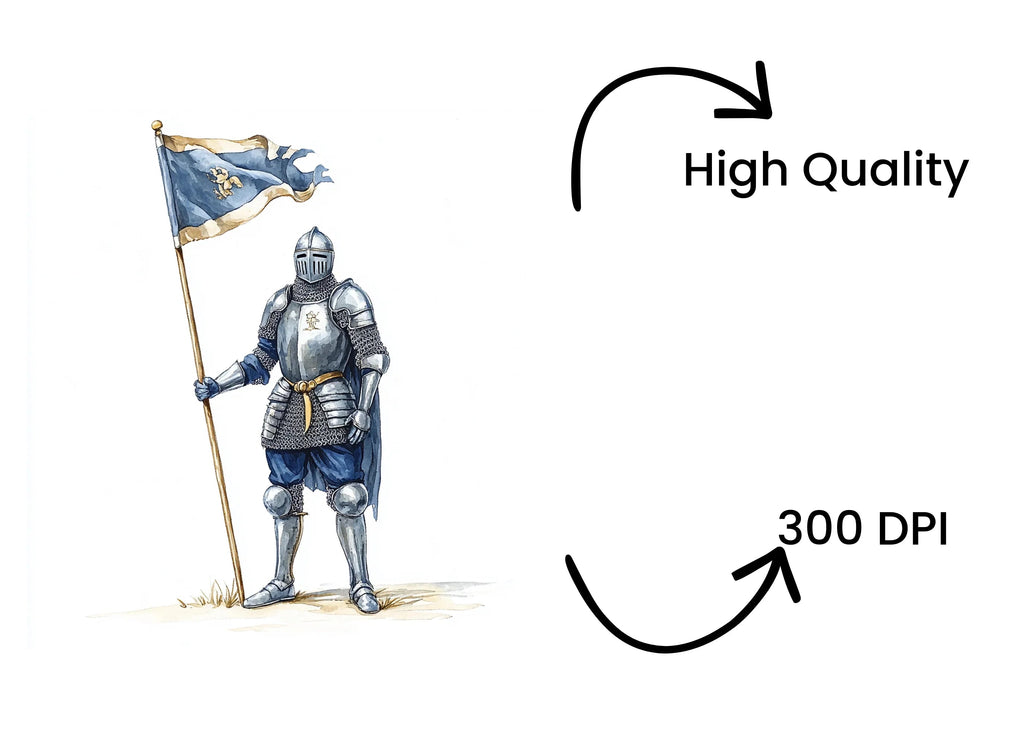 Medieval Knights with Blue Flags Clipart Bundle