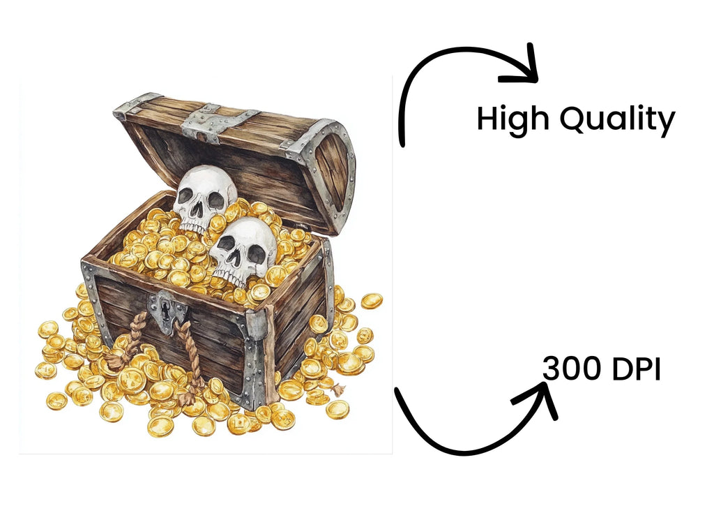 Pirate Treasure Chests with Skulls Clipart Bundle