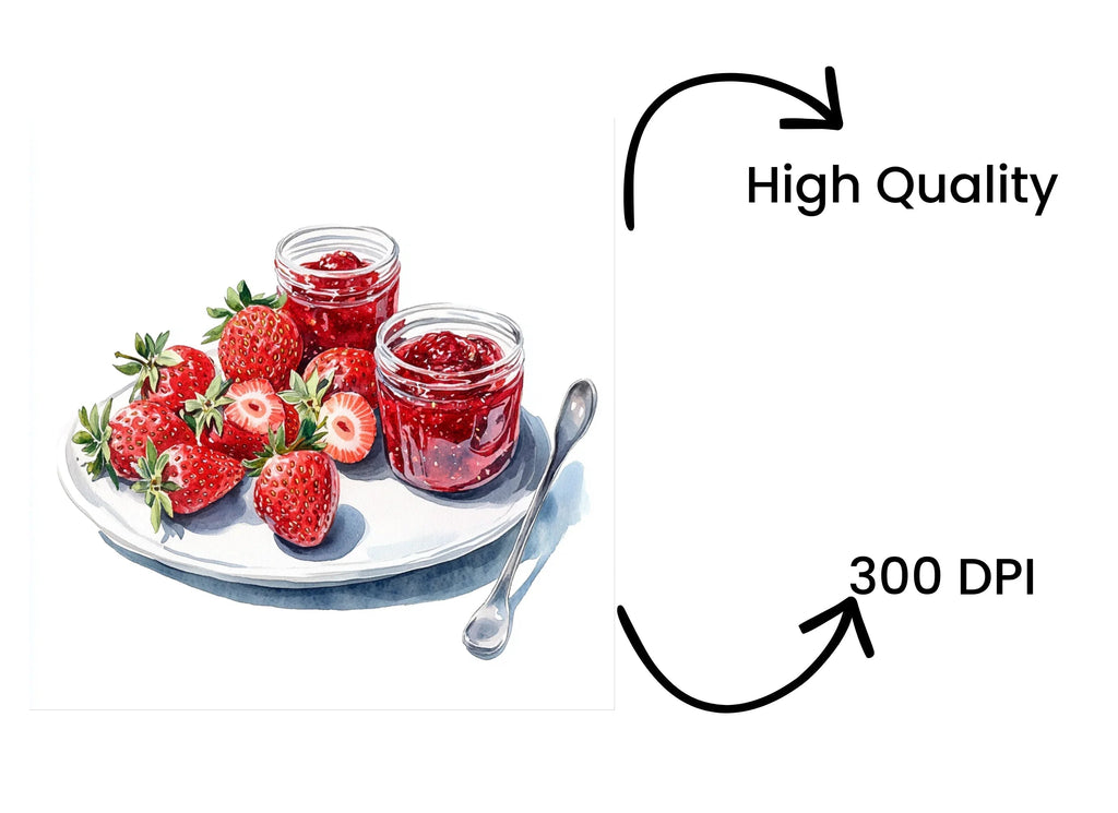 Fresh Strawberry Jam Berries Clipart Bundle