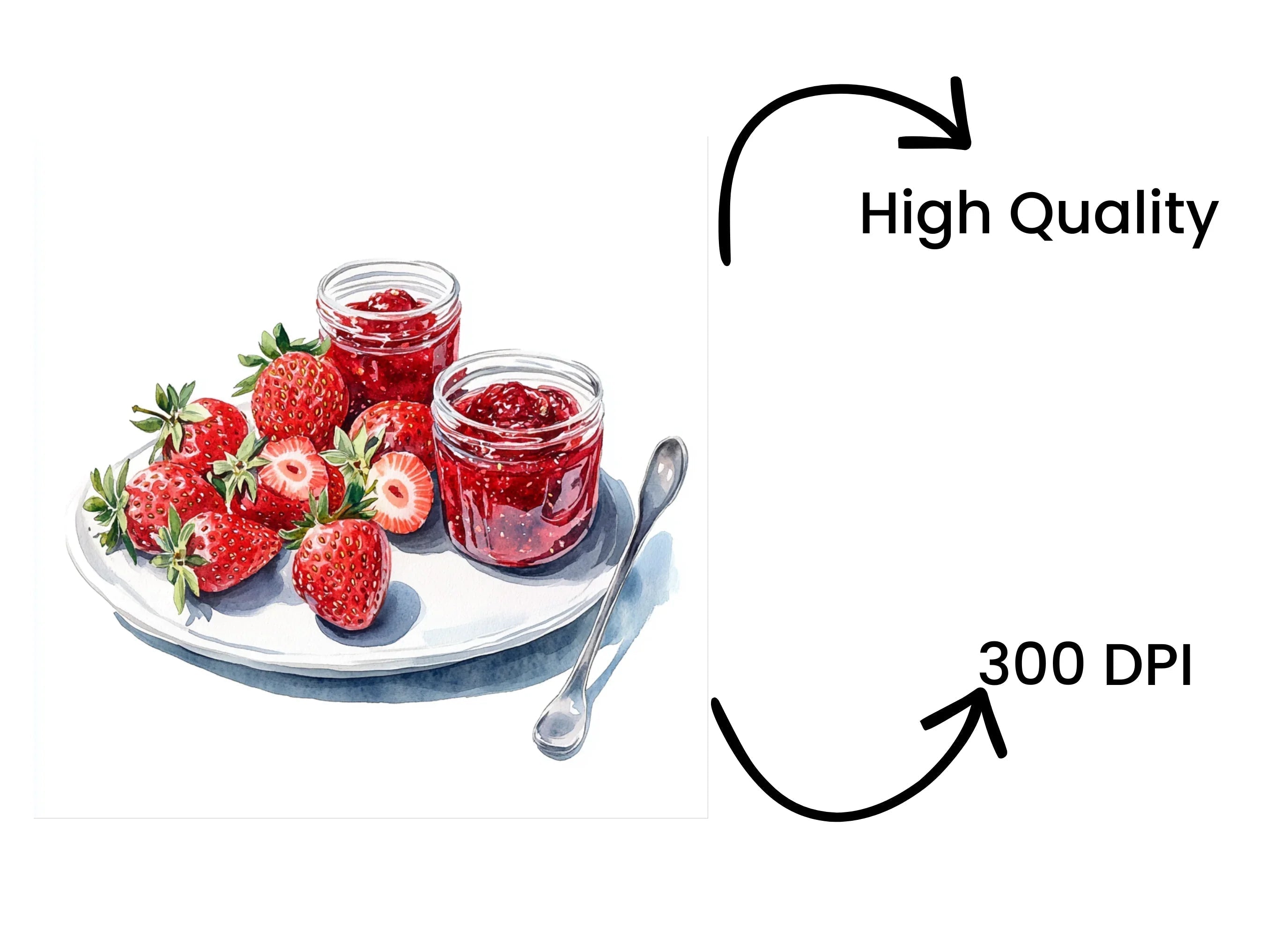 Fresh Strawberry Jam Berries Clipart Bundle