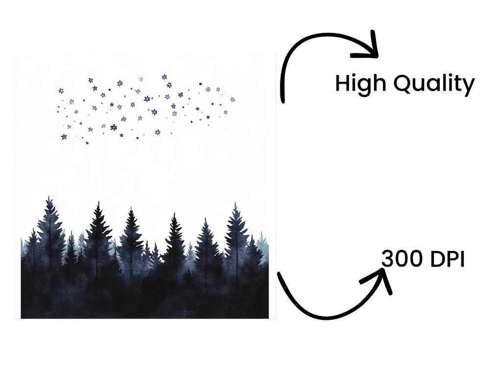 Night Sky Forest Clipart Bundle