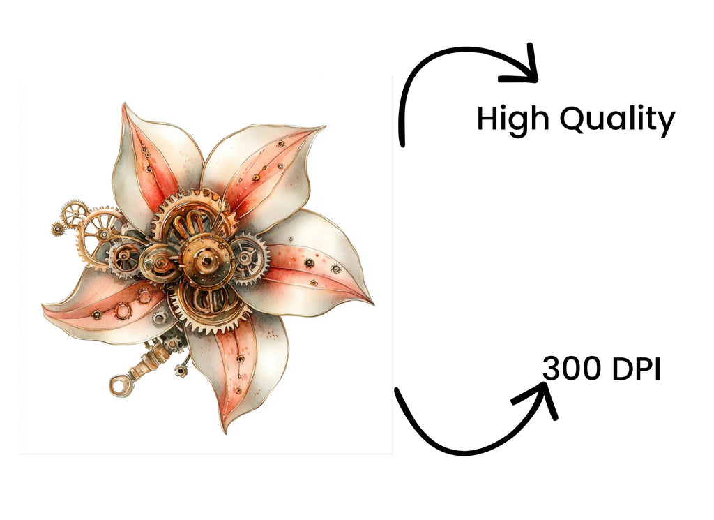 Steampunk Flower Clipart Bundle