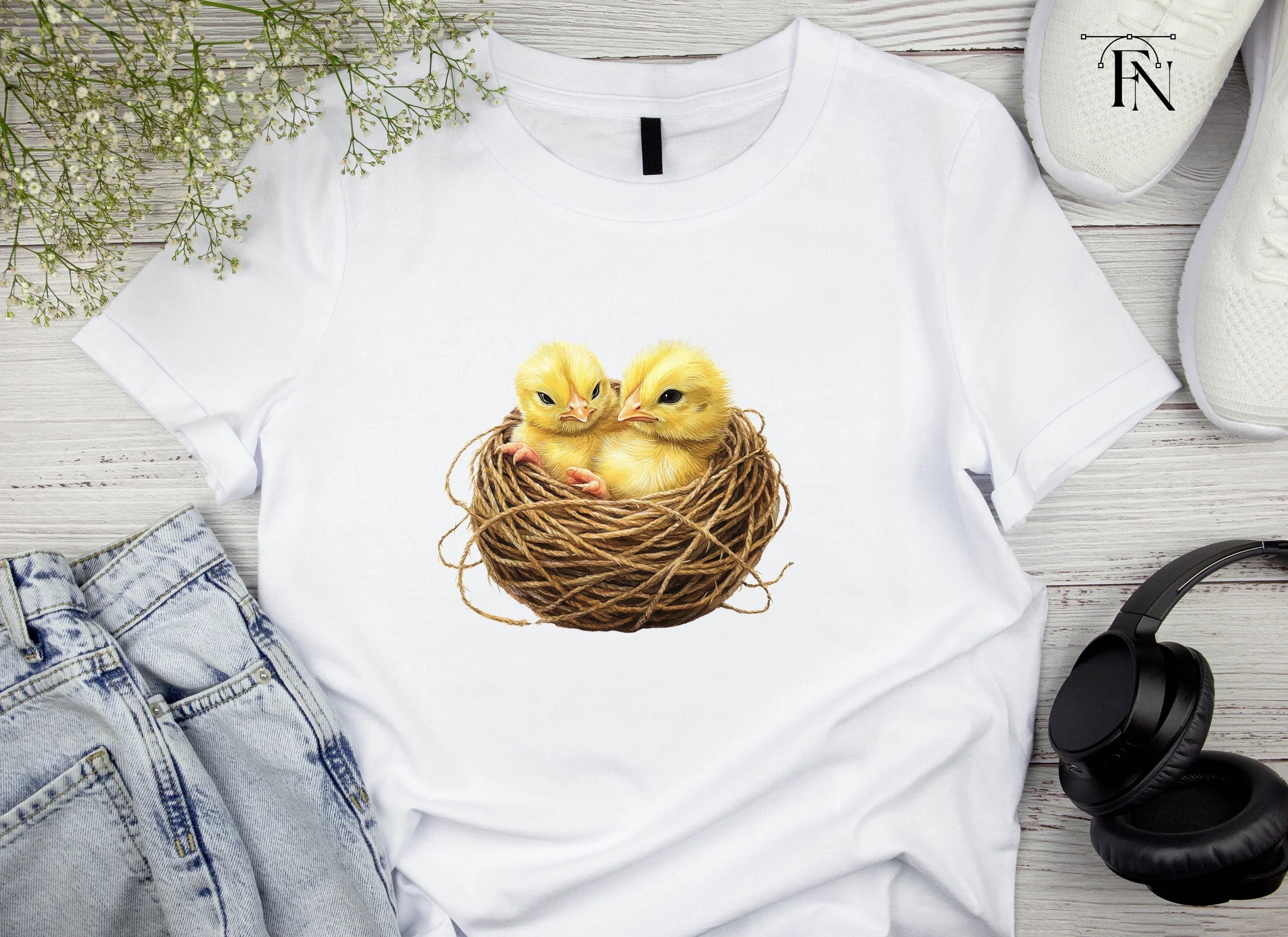Cute Baby Chicks in Nests Clipart Bundle