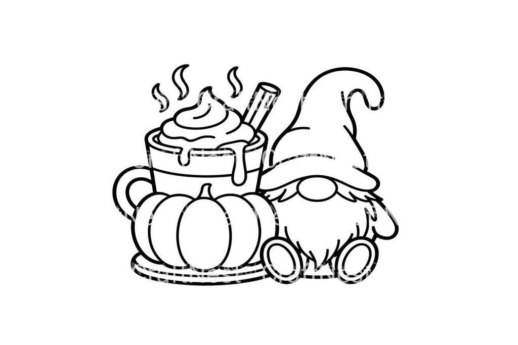 Autumn Gnomes with Pumpkin Spice Drinks Coloring Books