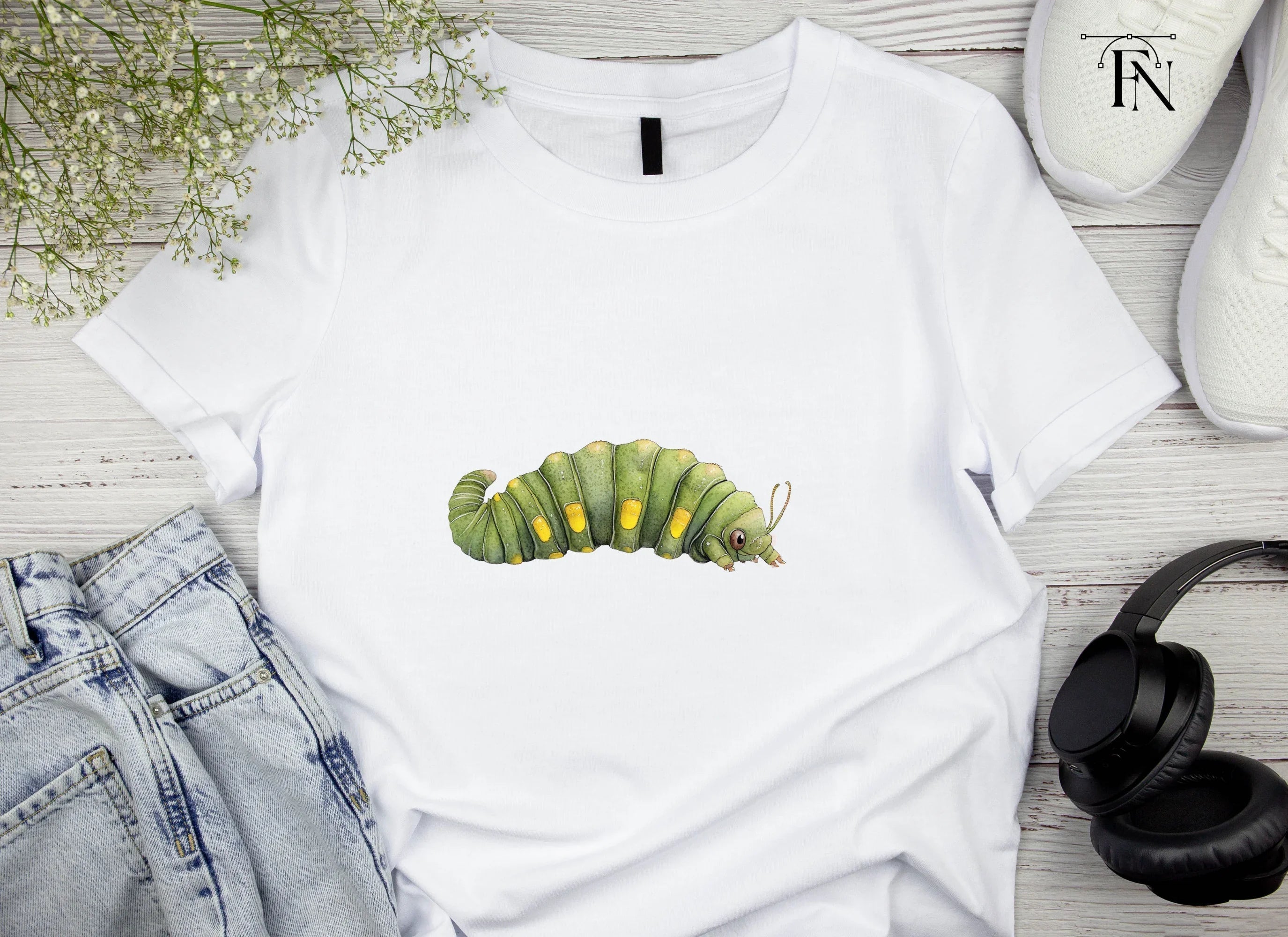 Cute Green Caterpillar Clipart Bundle