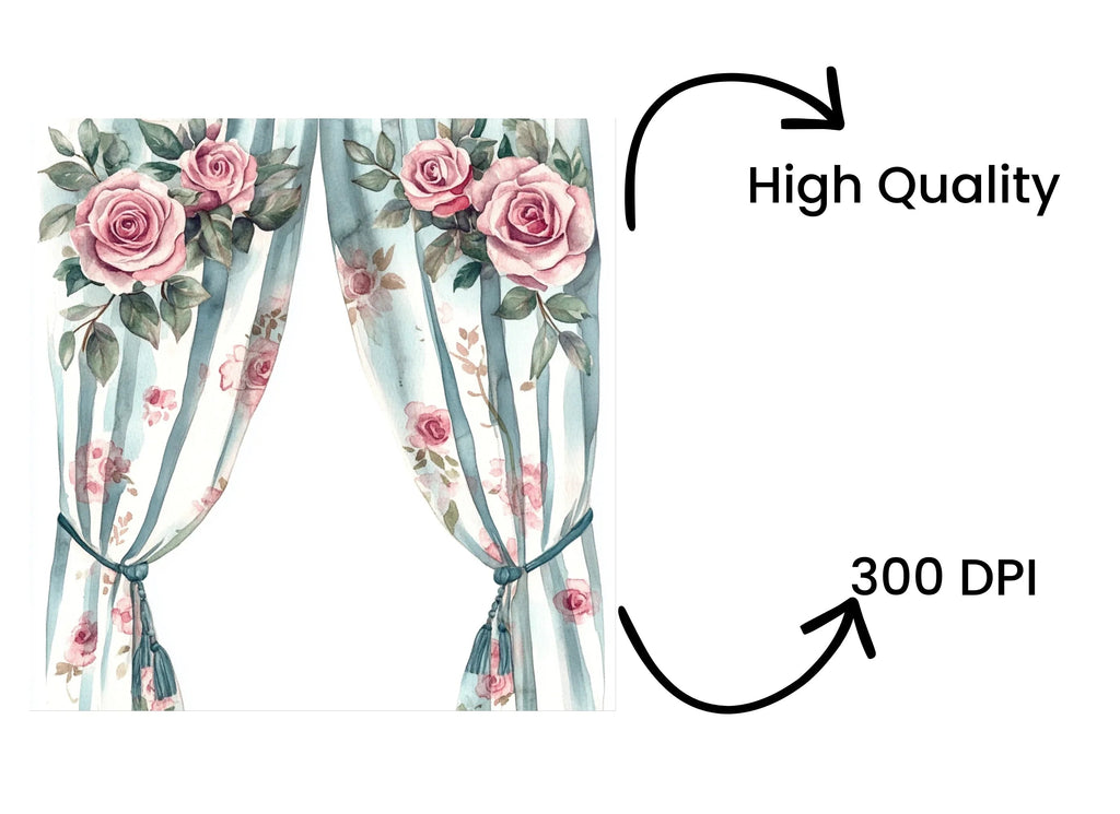 Floral Drapes Clipart Bundle