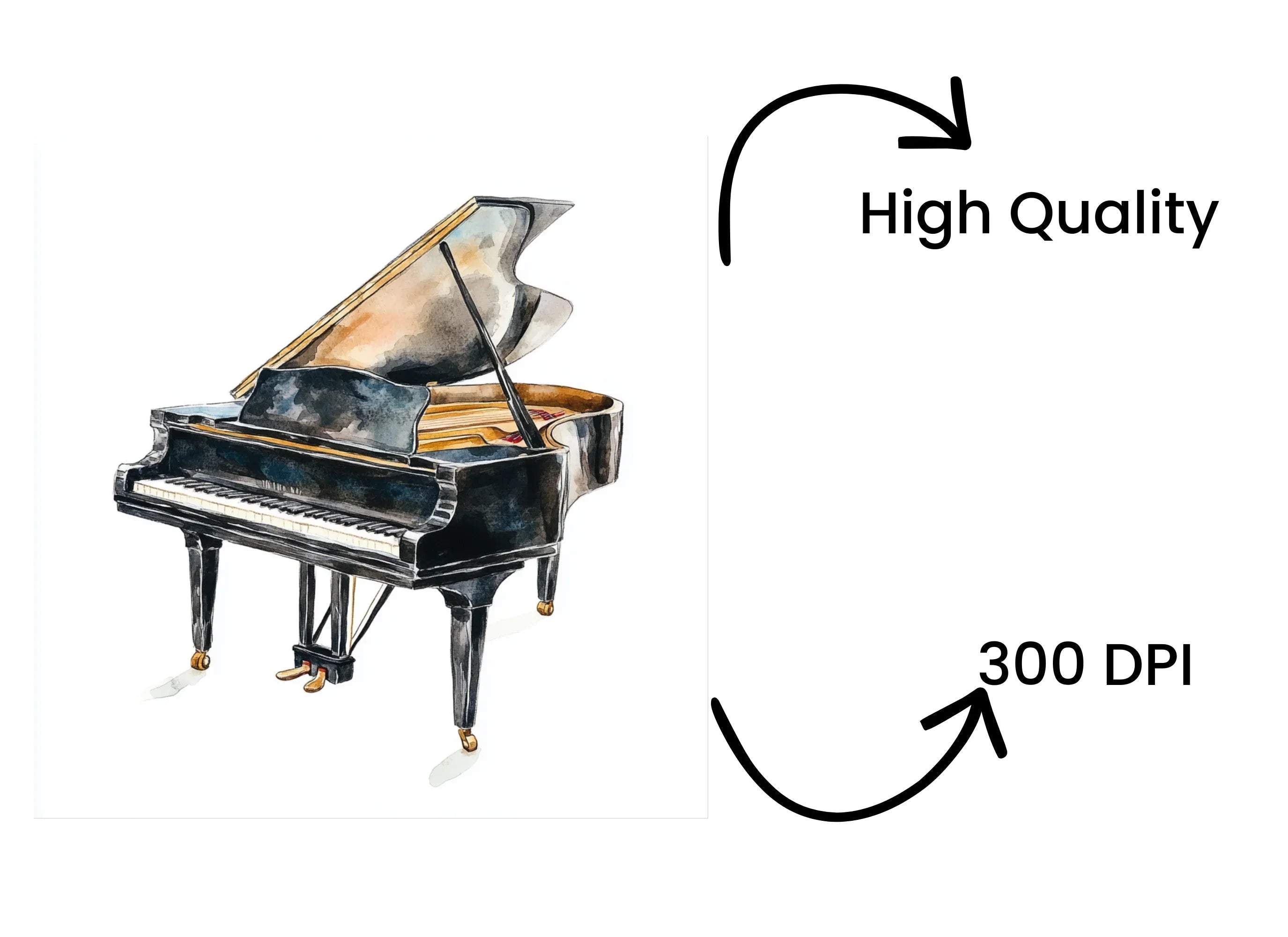 Elegant Grand Piano Clipart Bundle
