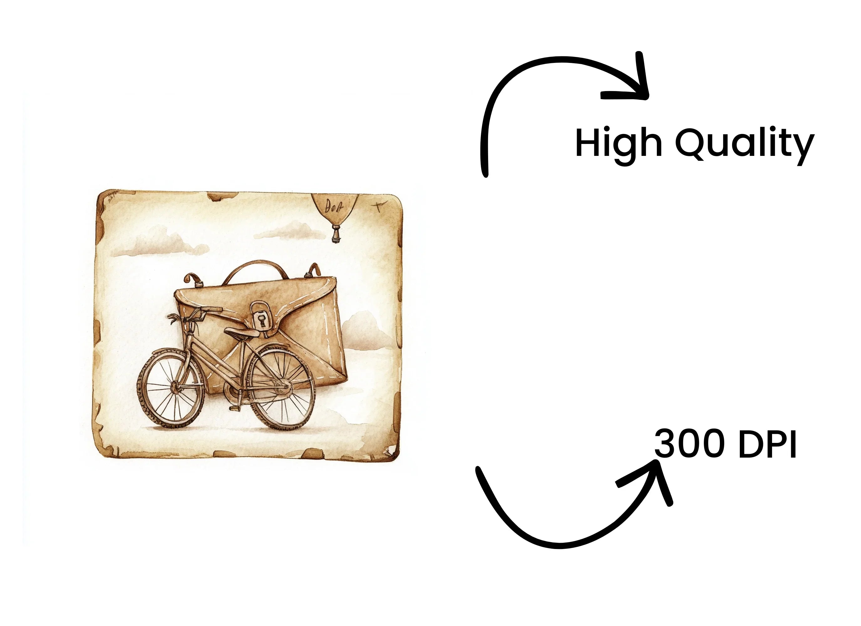 Retro Bicycle and Bag Clipart Bundle