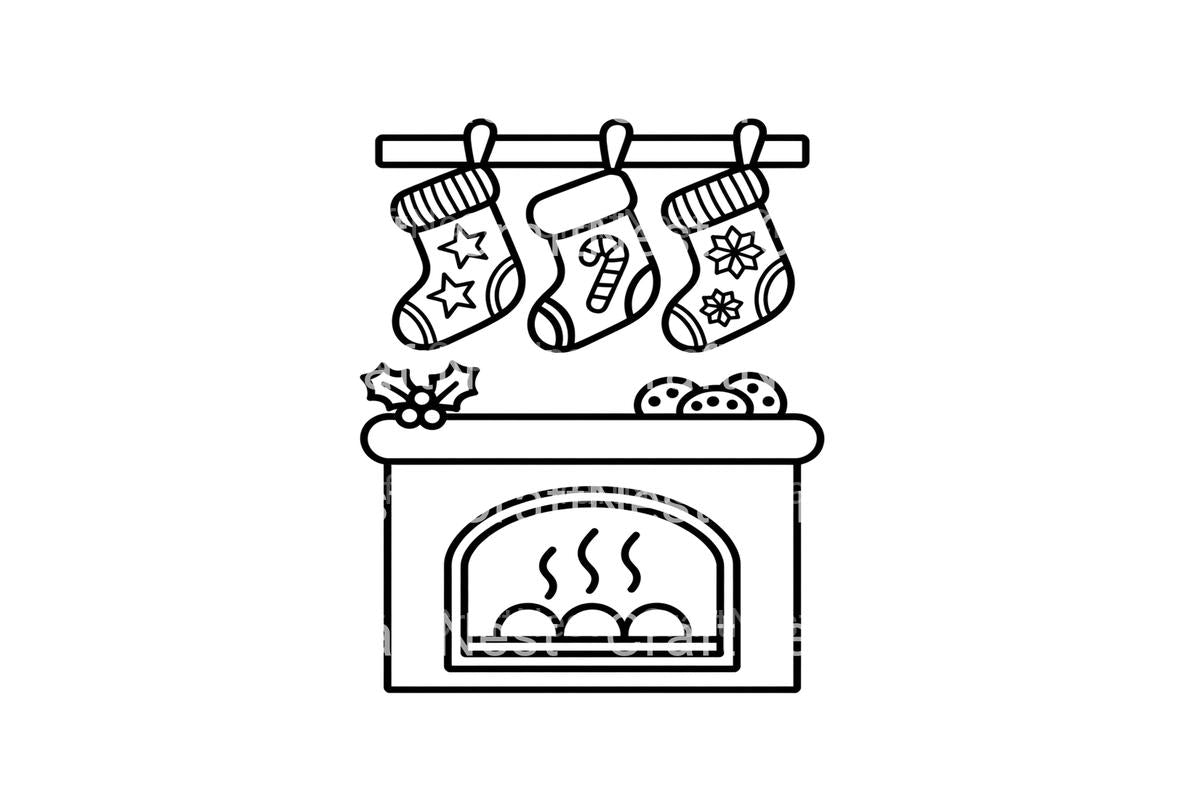 Christmas Fireplace Stockings Coloring Books