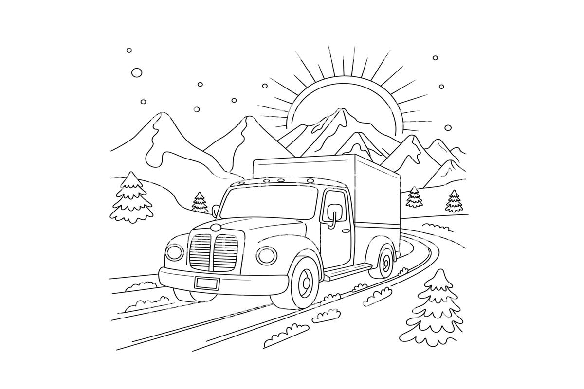 Christmas Truck Mountain Road Coloring Books