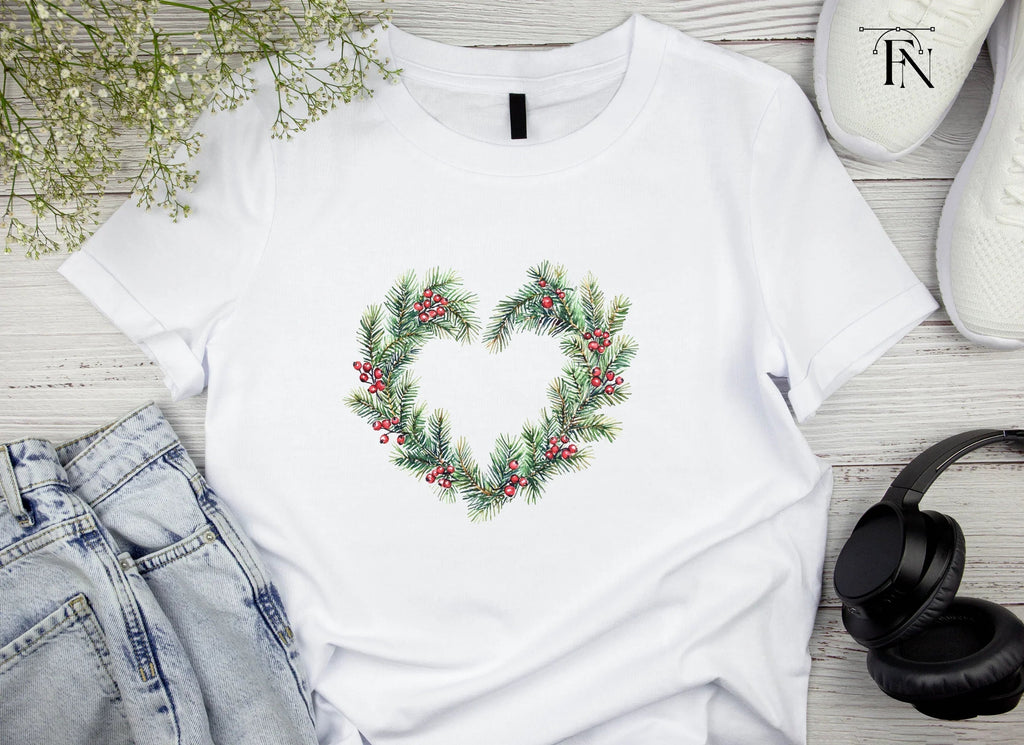Christmas Heart Wreaths Clipart Bundle