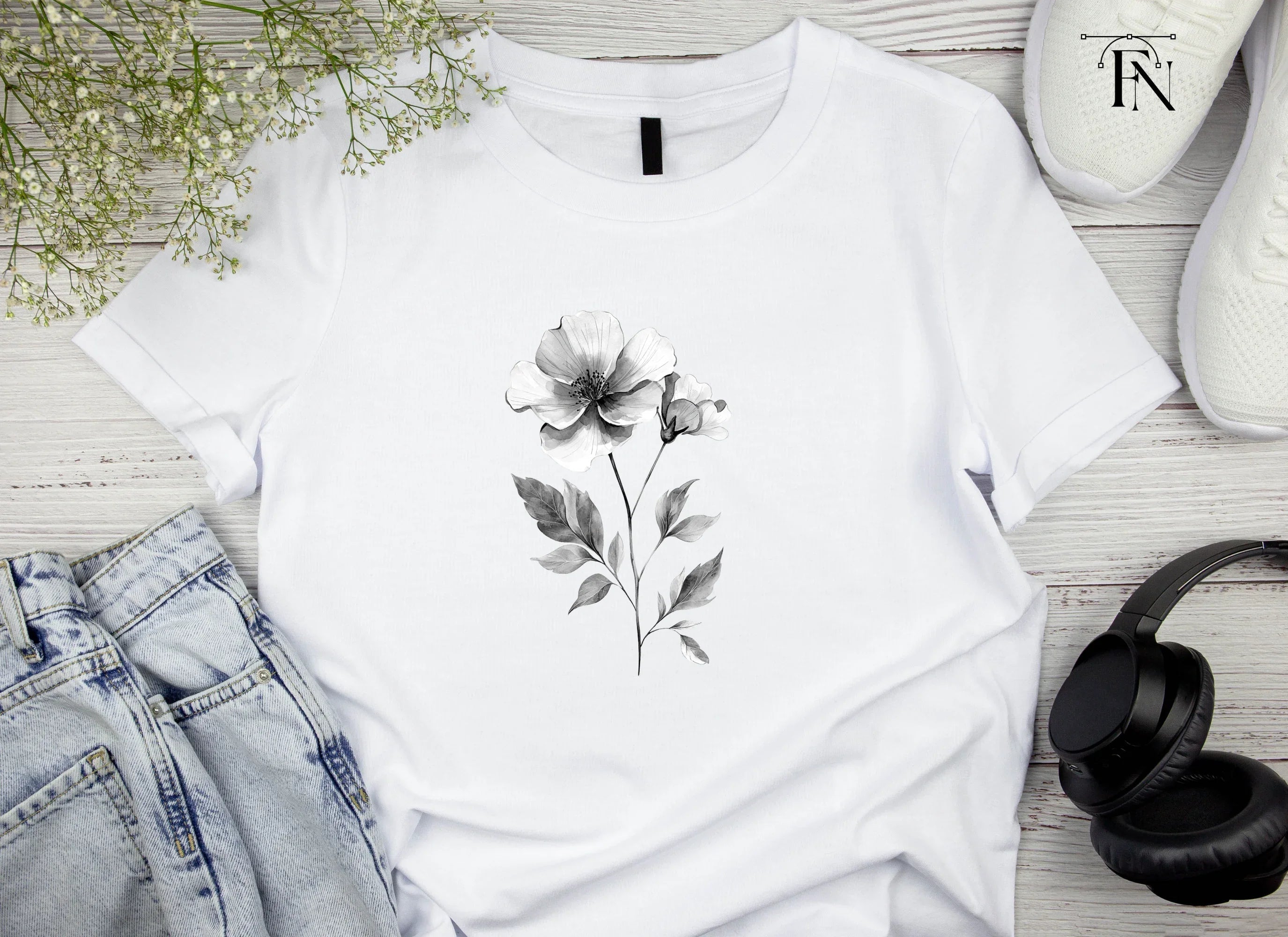 Monochrome Flower Clipart Bundle