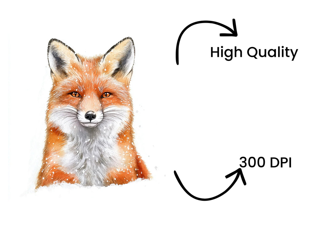 Winter Fox Head Clipart Bundle