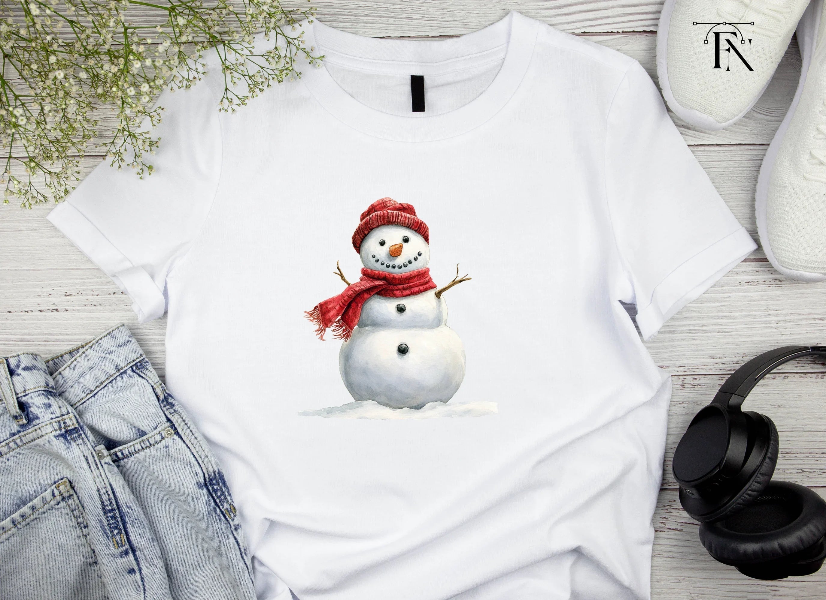 Cute Snowman with Beanie and Scarf Clipart Bundle