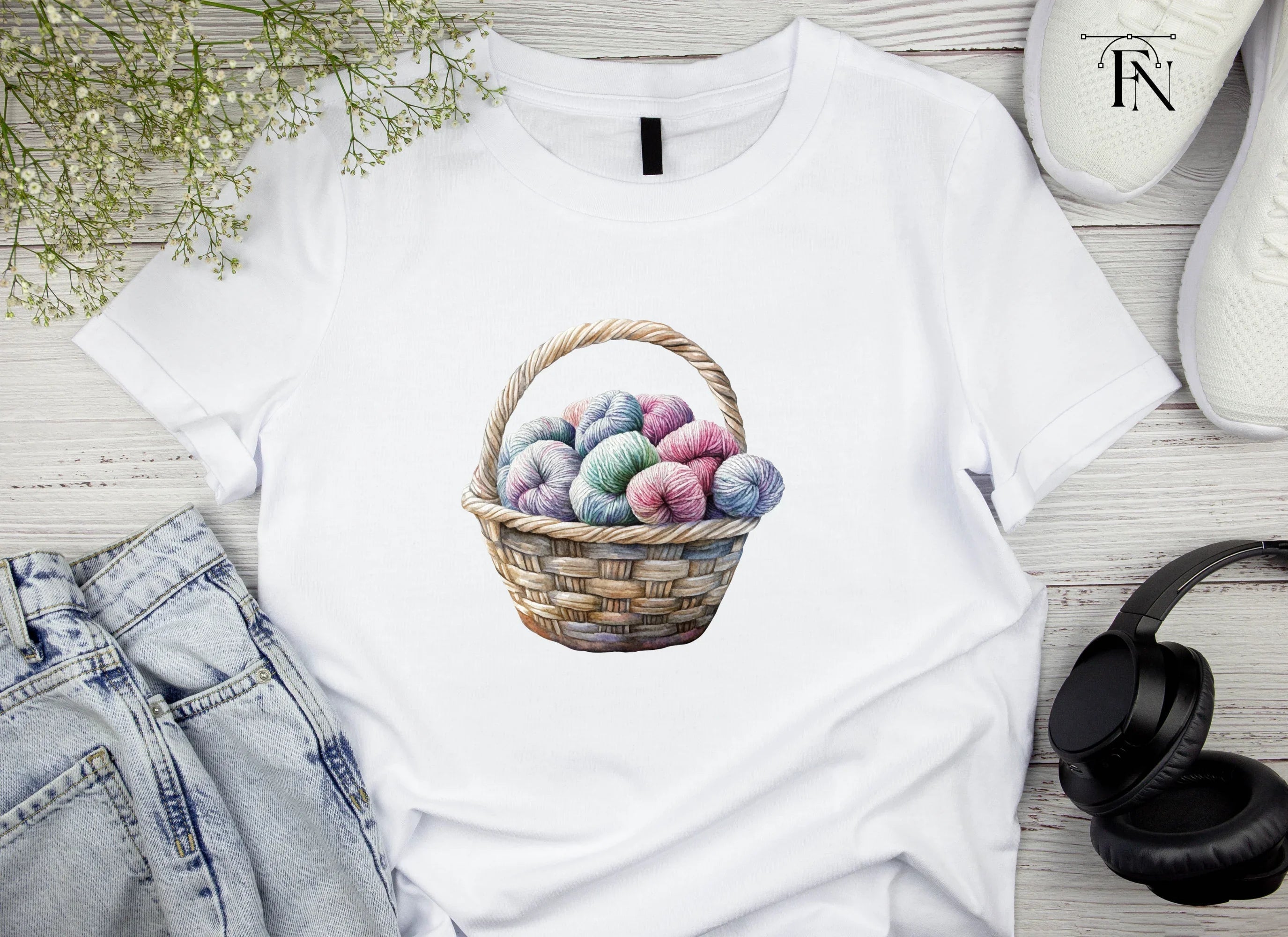 Yarn Baskets Clipart Bundle