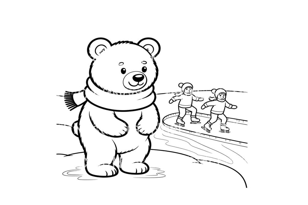 Adorable Winter Bear Ice Skating Coloring Books