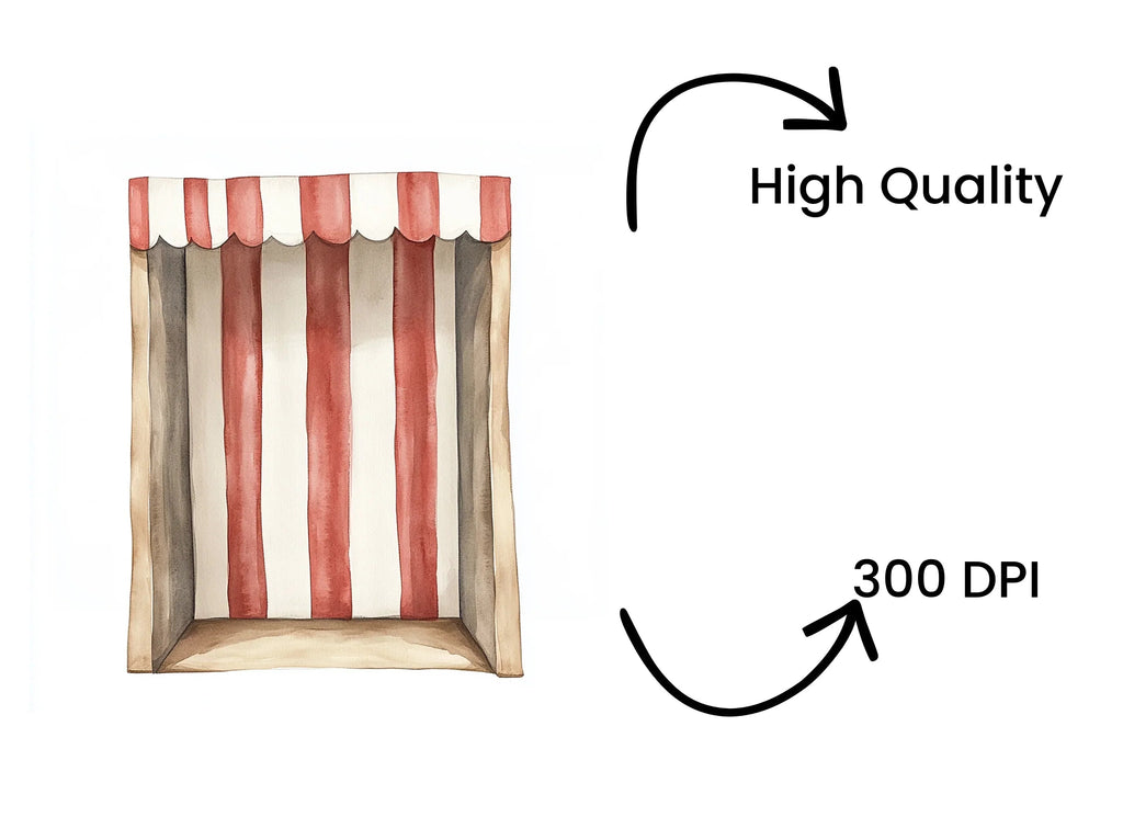 Red and White Striped Awning Clipart Bundle
