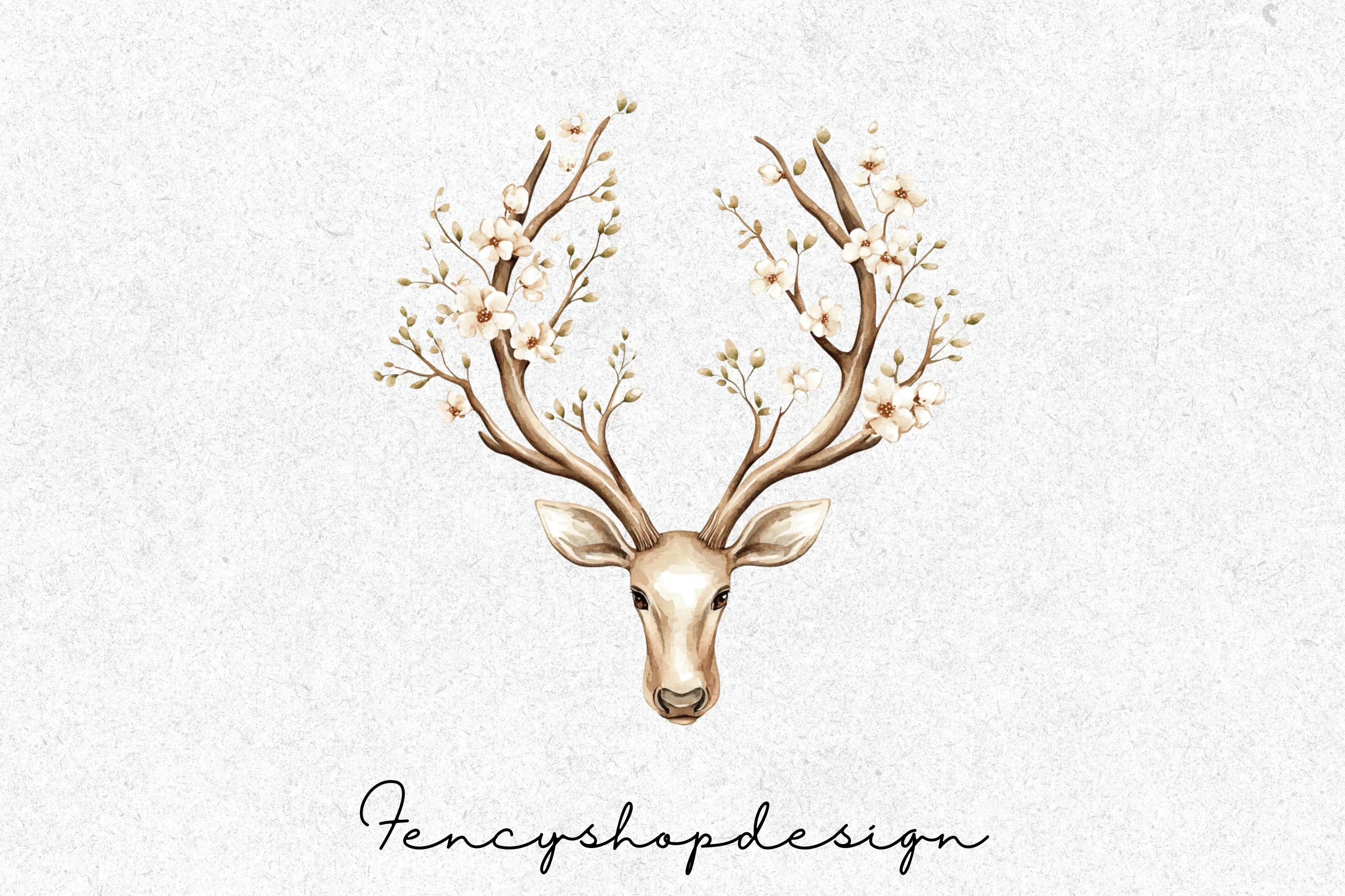 Elegant Deer Head Antlers Clipart Bundle