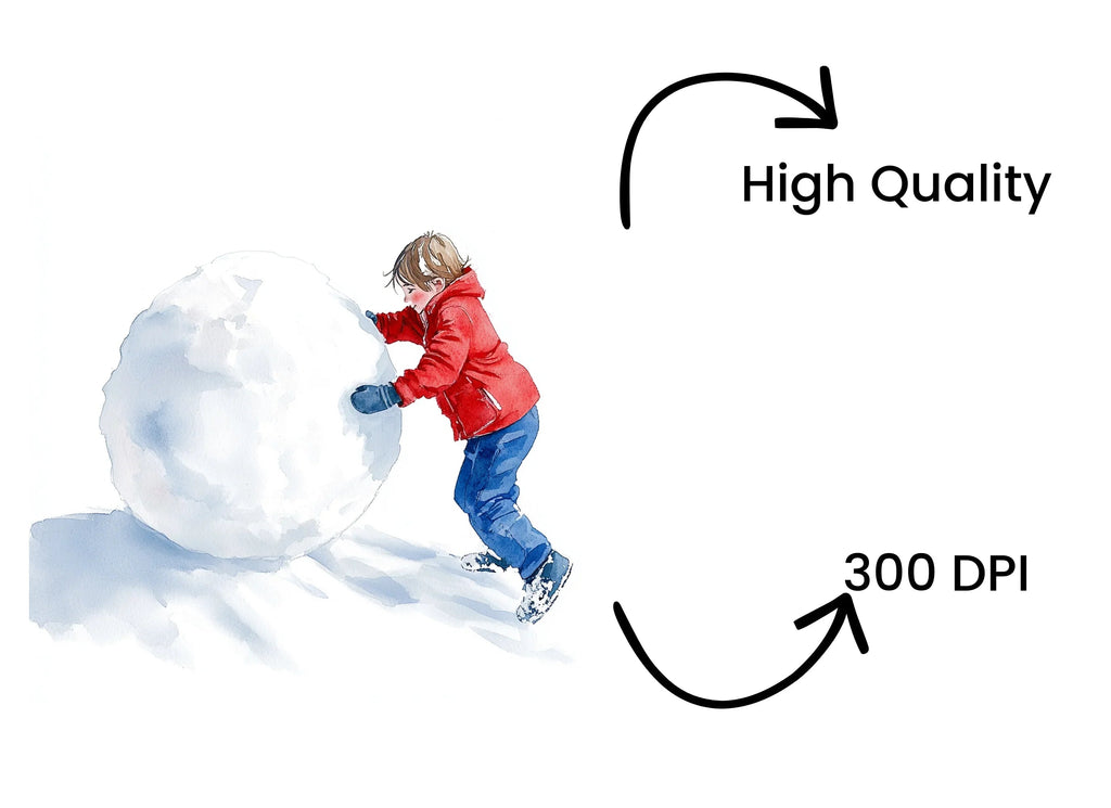 Boy Rolling Snowball Winter Clipart Bundle