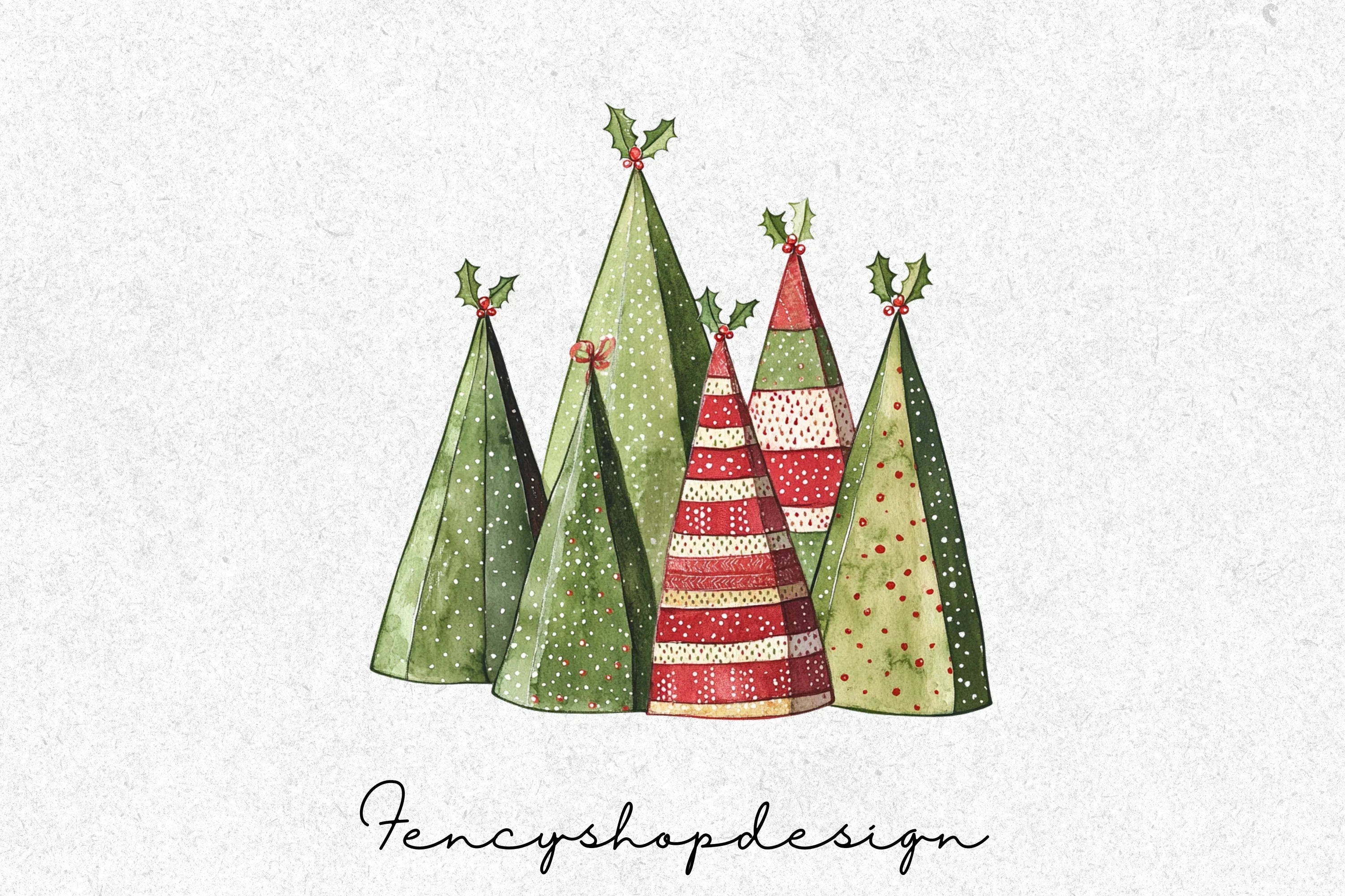 Charming Christmas Trees Clipart Bundle