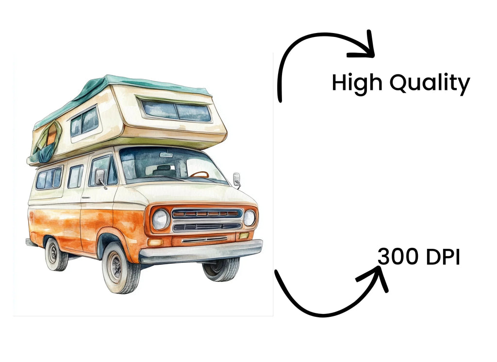 Vintage Camper Van Clipart Bundle