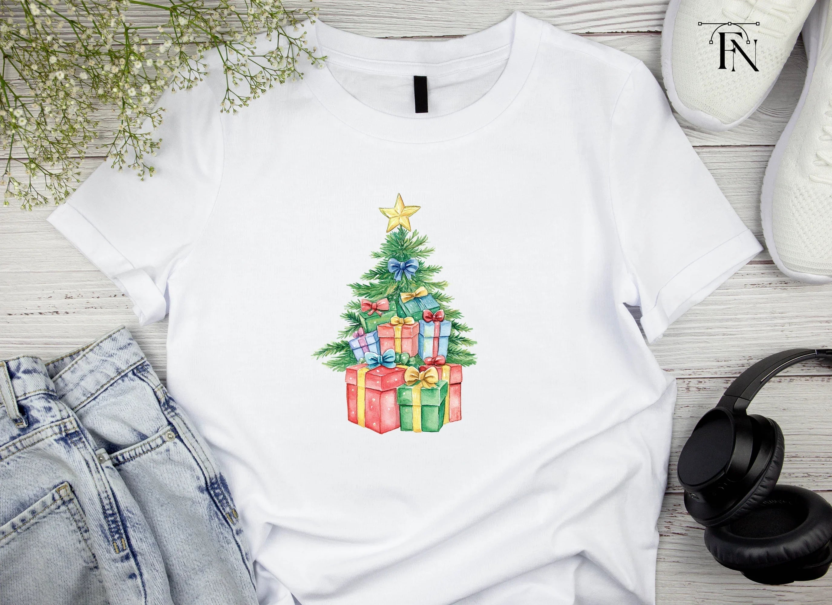 Christmas Tree with Gifts Clipart Bundle