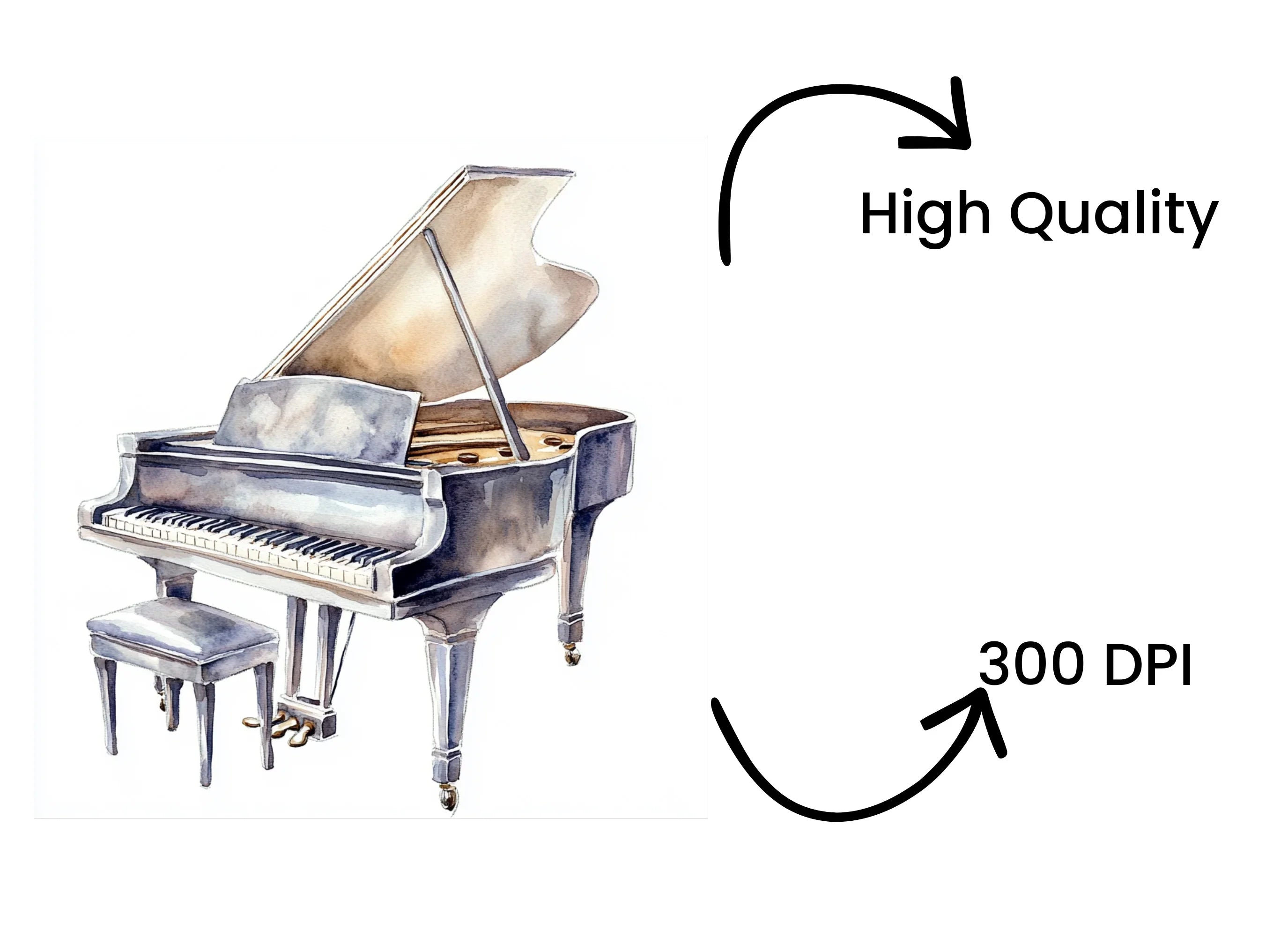 Elegant Grand Piano Clipart Bundle