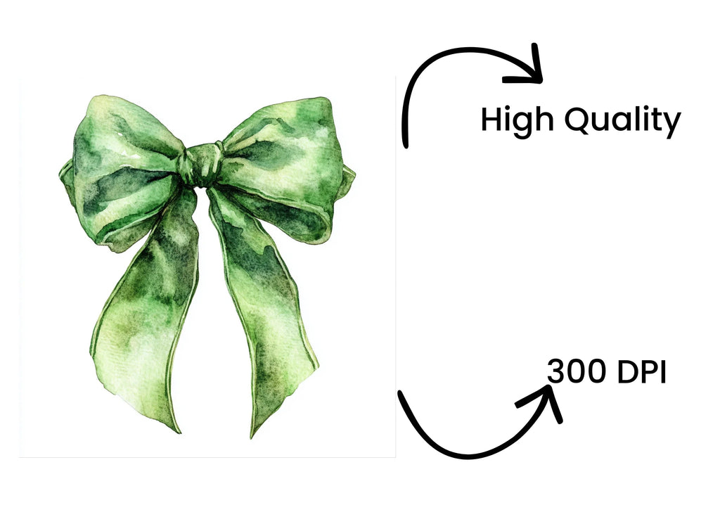 Green Christmas Bows Clipart Bundle