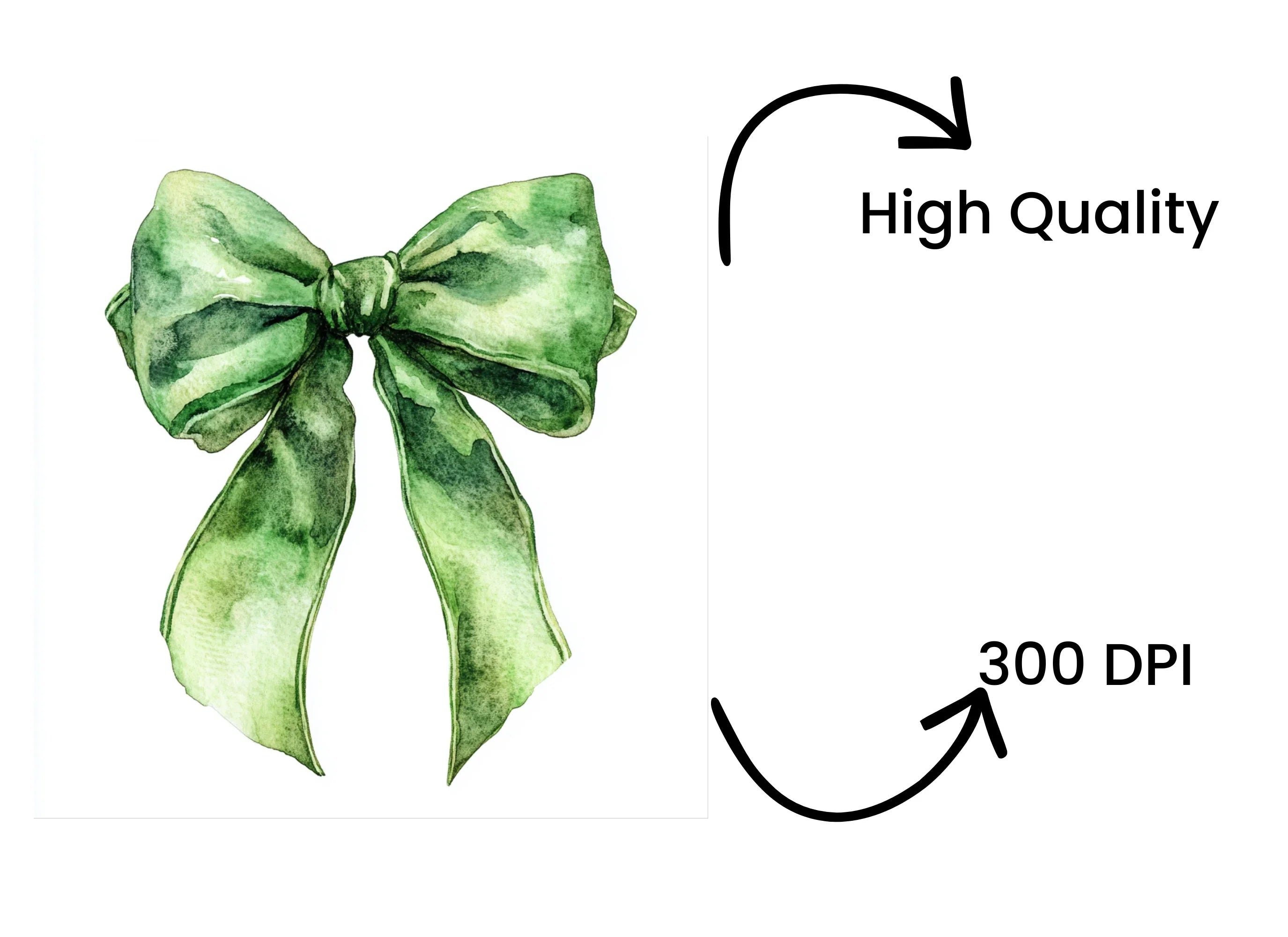 Green Christmas Bows Clipart Bundle