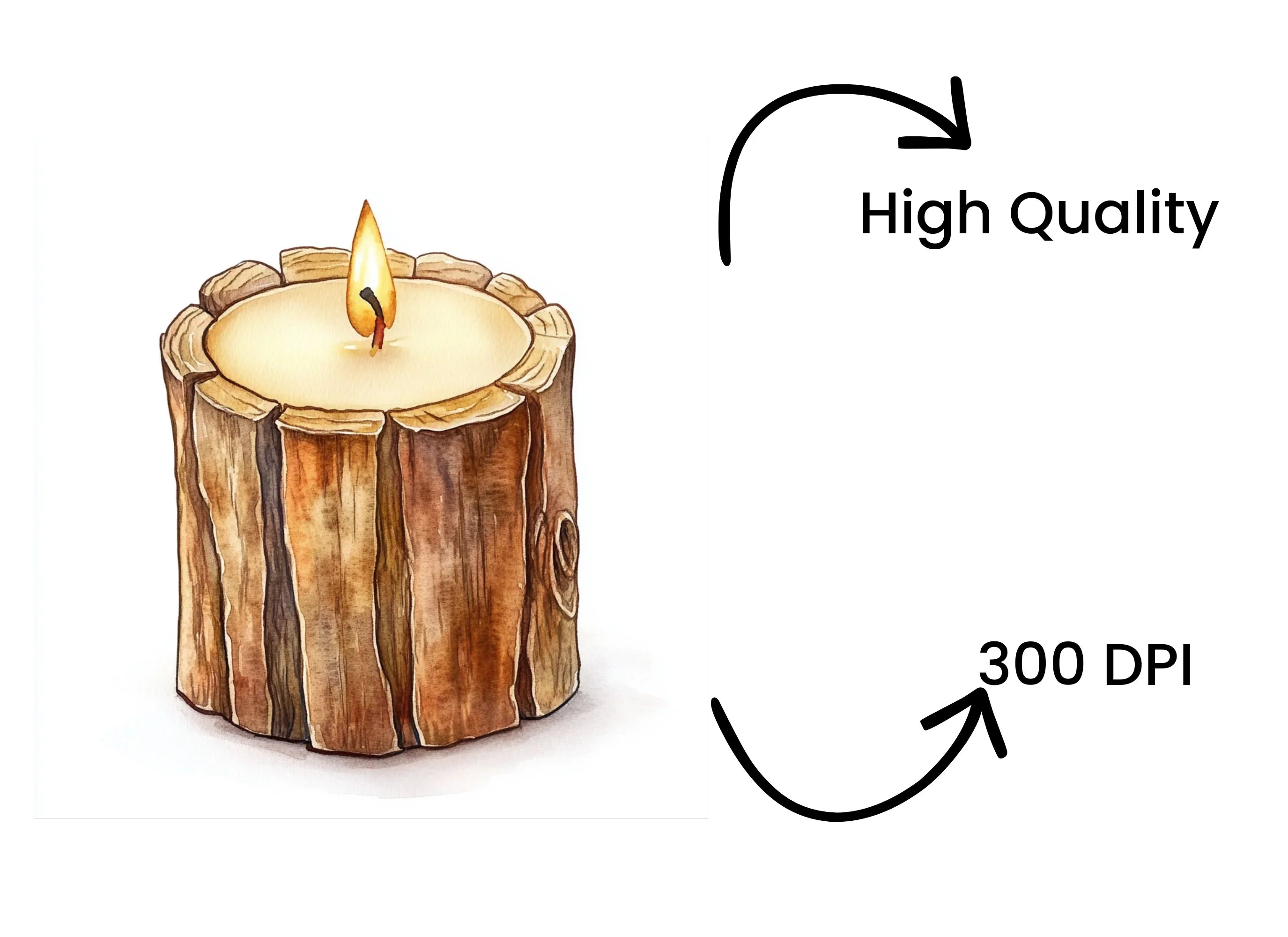 Rustic Wood Candle Clipart Bundle