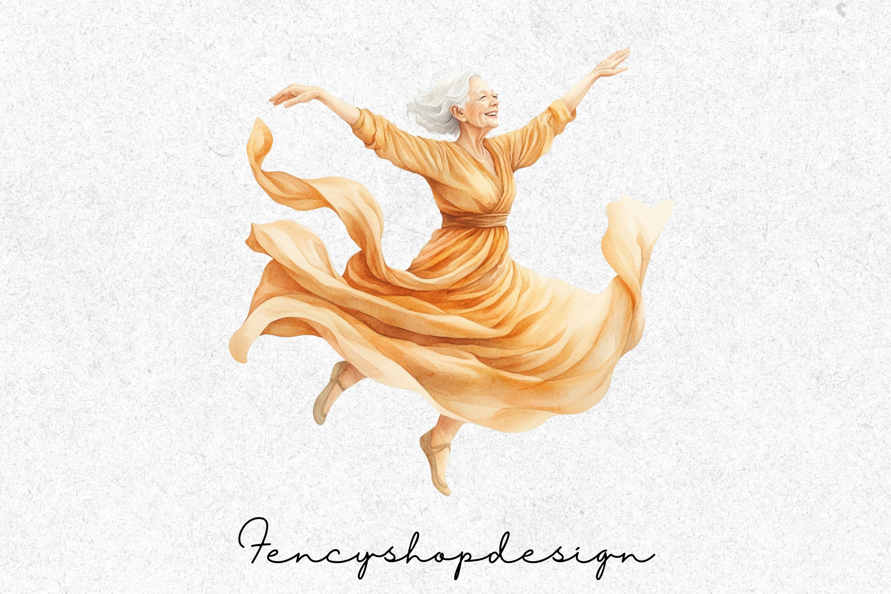 Graceful Senior Women Dancing Clipart Bundle