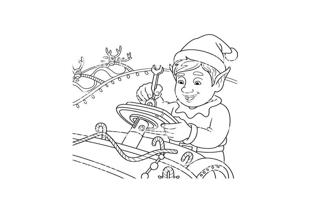Christmas Elf Sleigh Ride Coloring Books