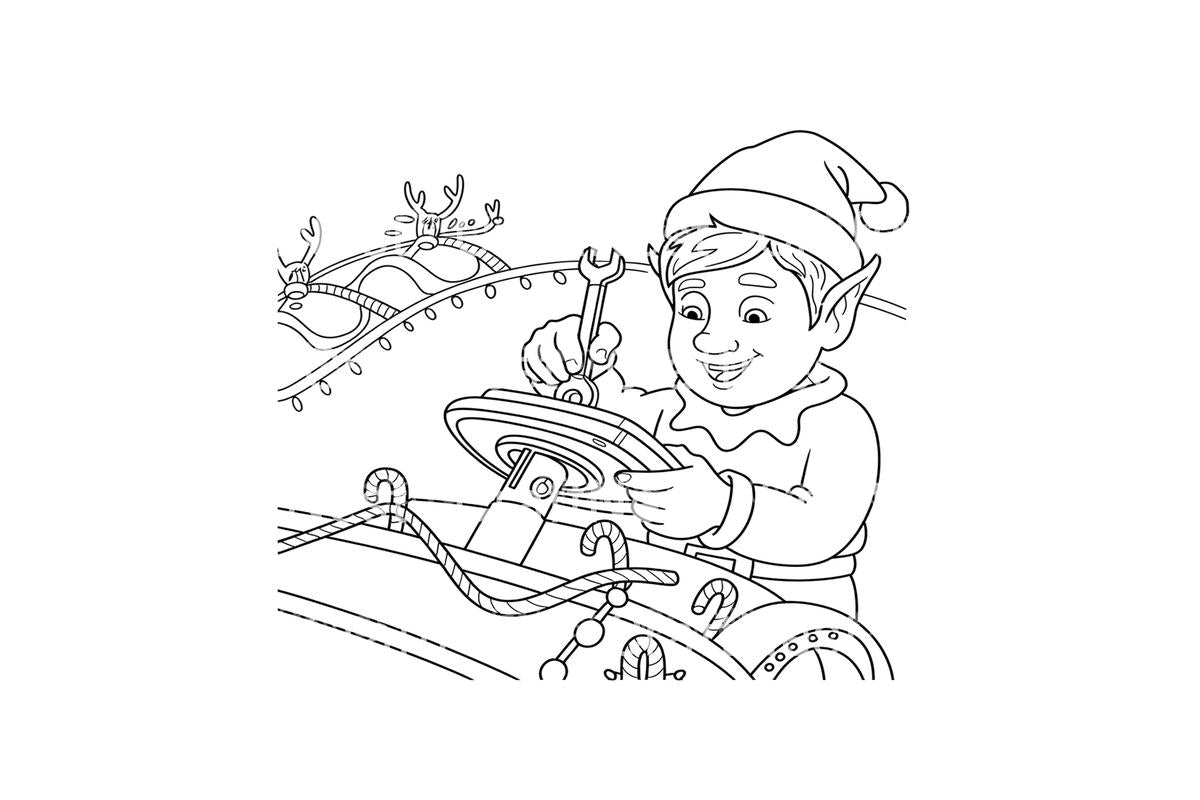 Christmas Elf Sleigh Ride Coloring Books