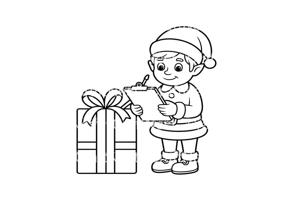 Christmas Elf With Gift Coloring Books