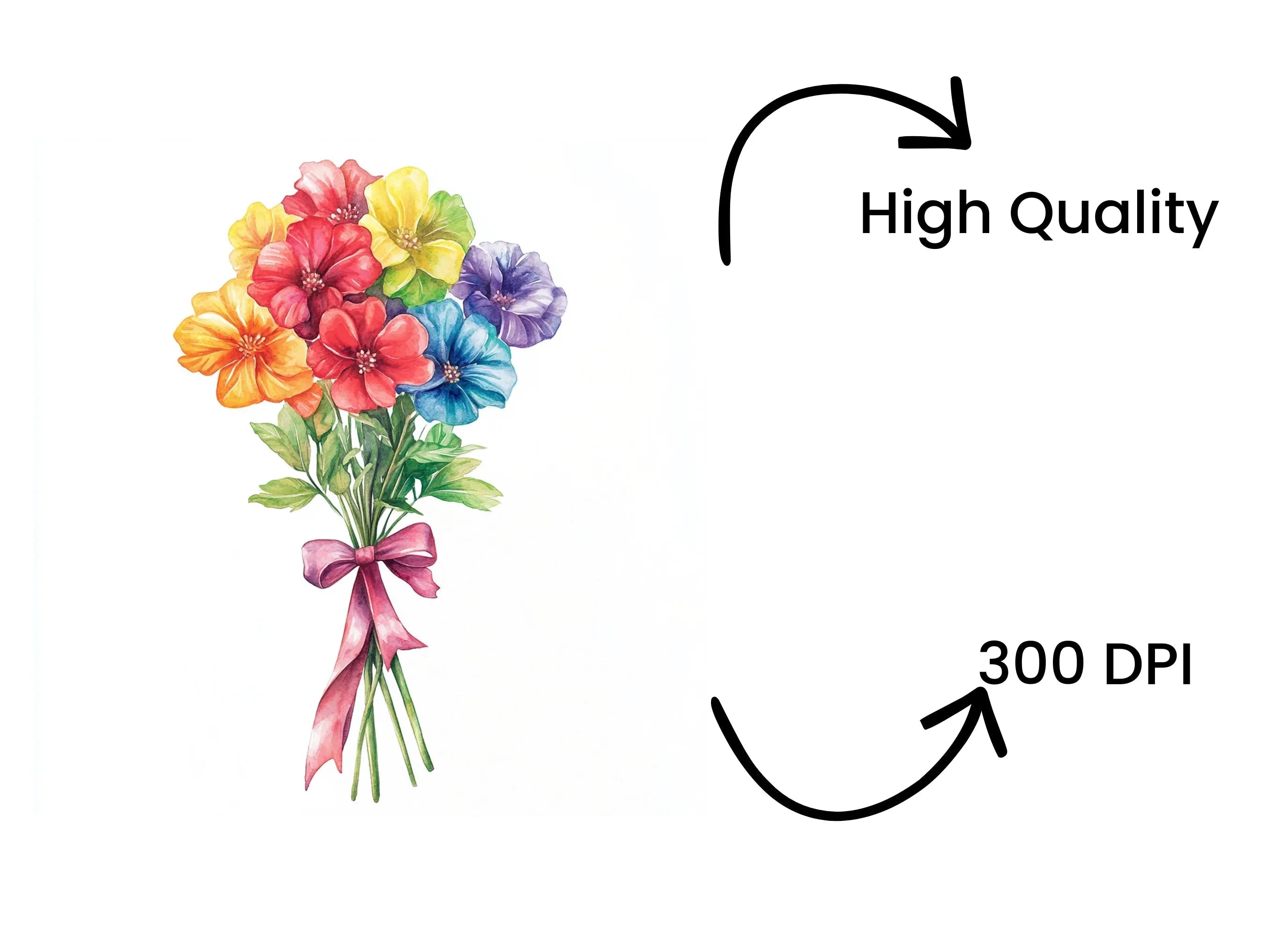 Vibrant Flower Bouquets Clipart Bundle