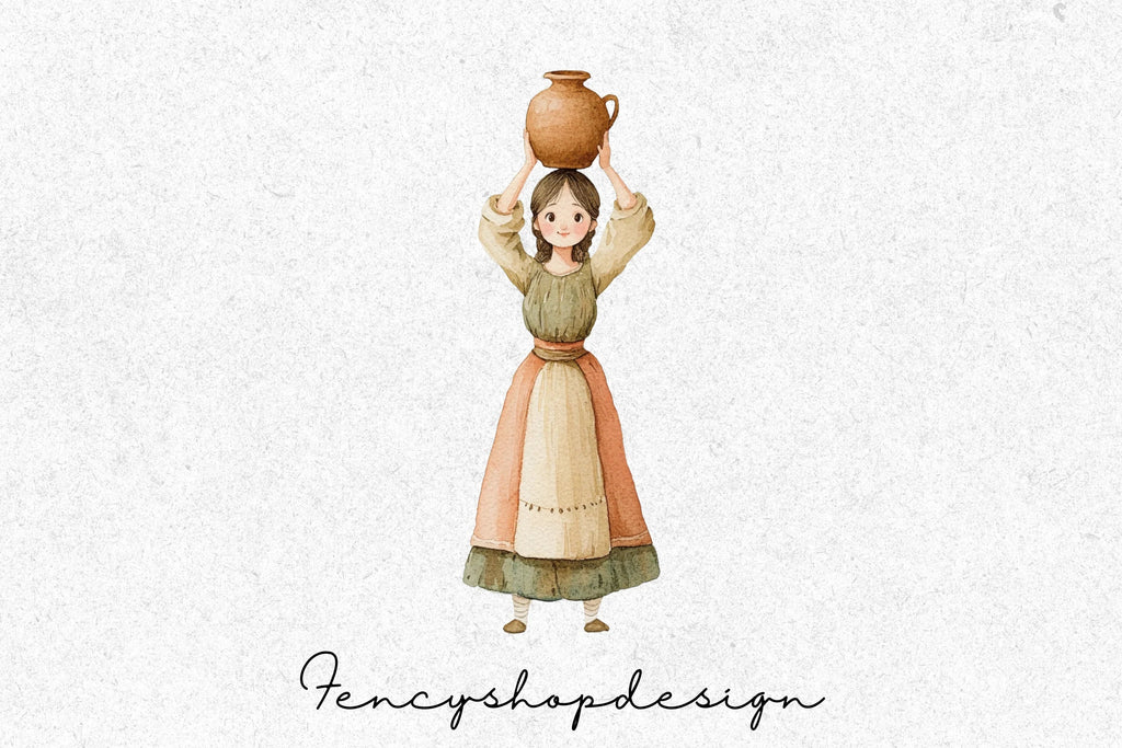 Clay Jug Woman Clipart Bundle
