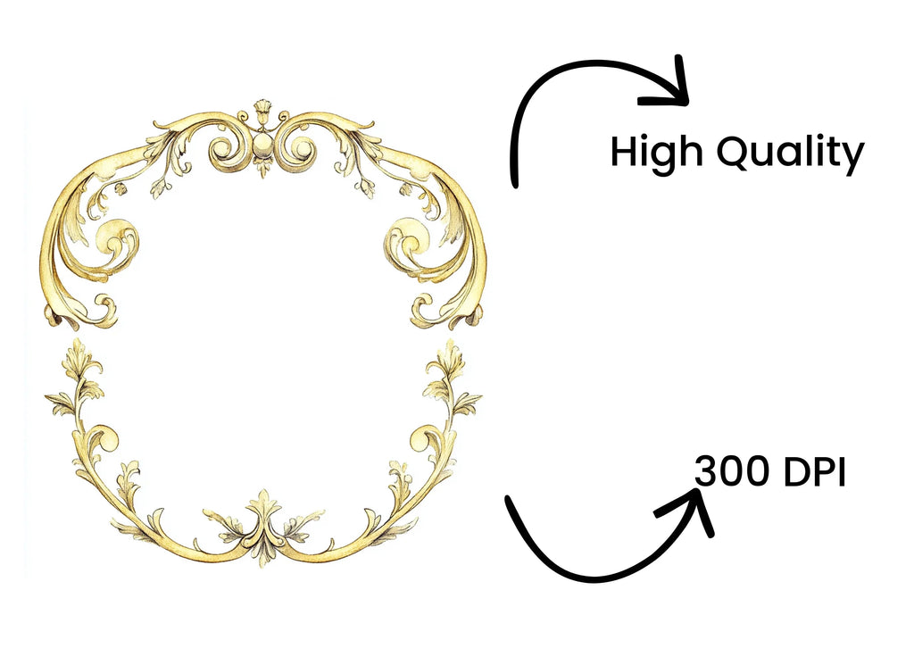 Elegant Gold Ornate Frames Clipart Bundle