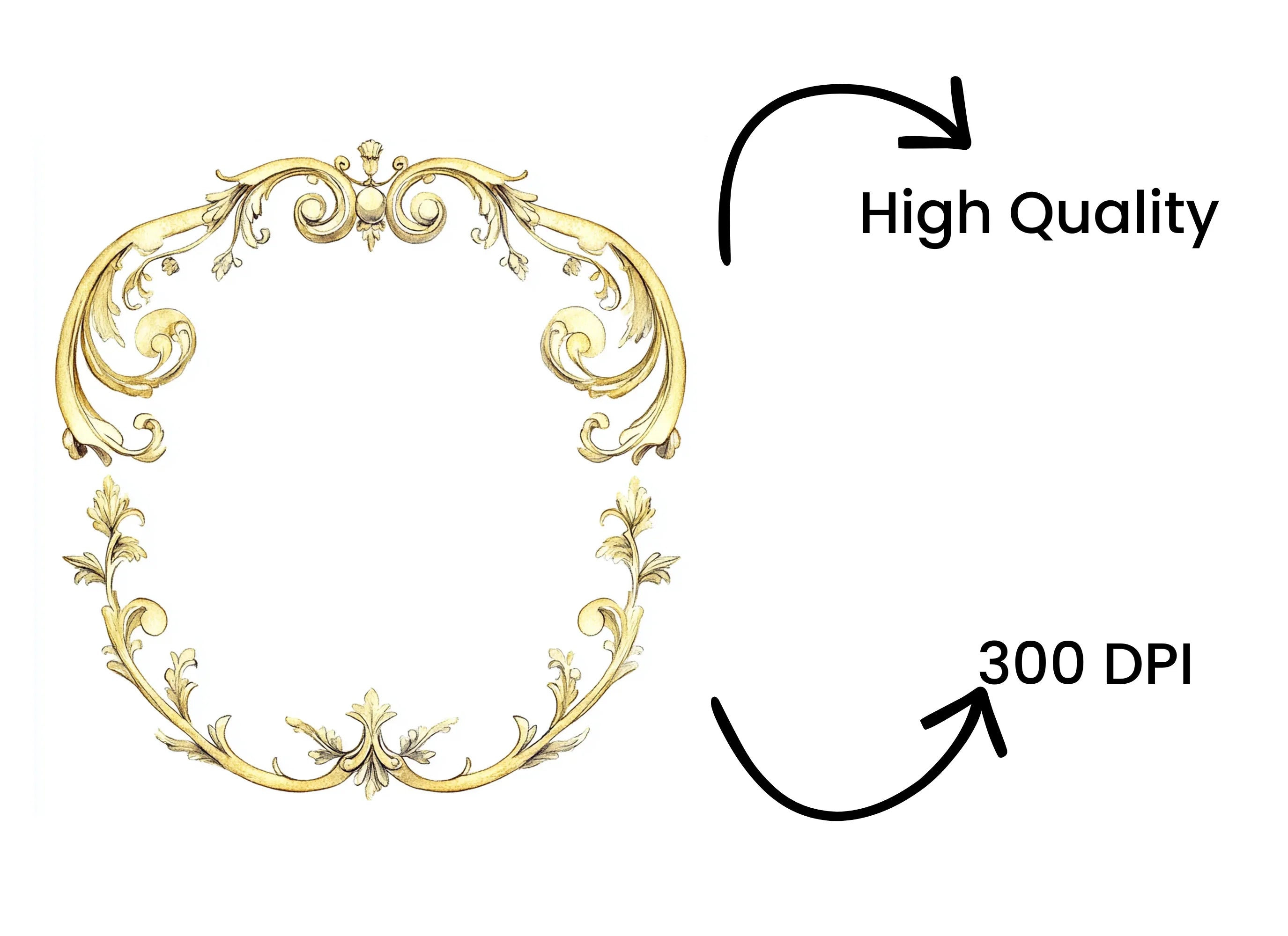 Elegant Gold Ornate Frames Clipart Bundle