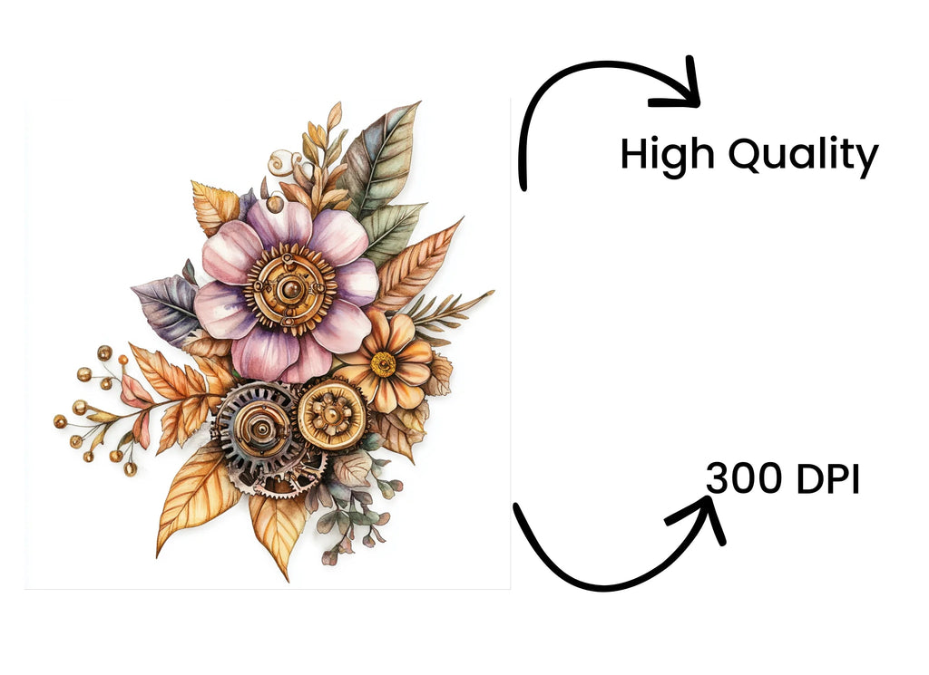 Steampunk Floral Clipart Bundle