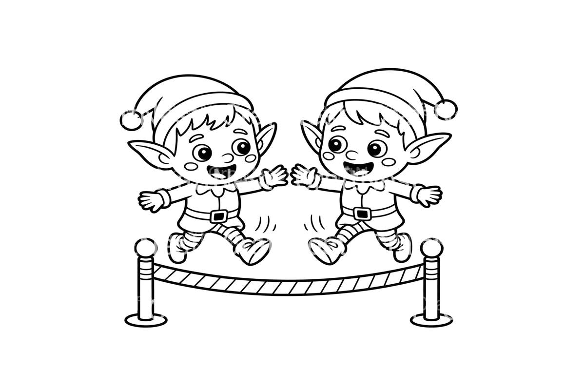 Christmas Elf Jumping Coloring Books