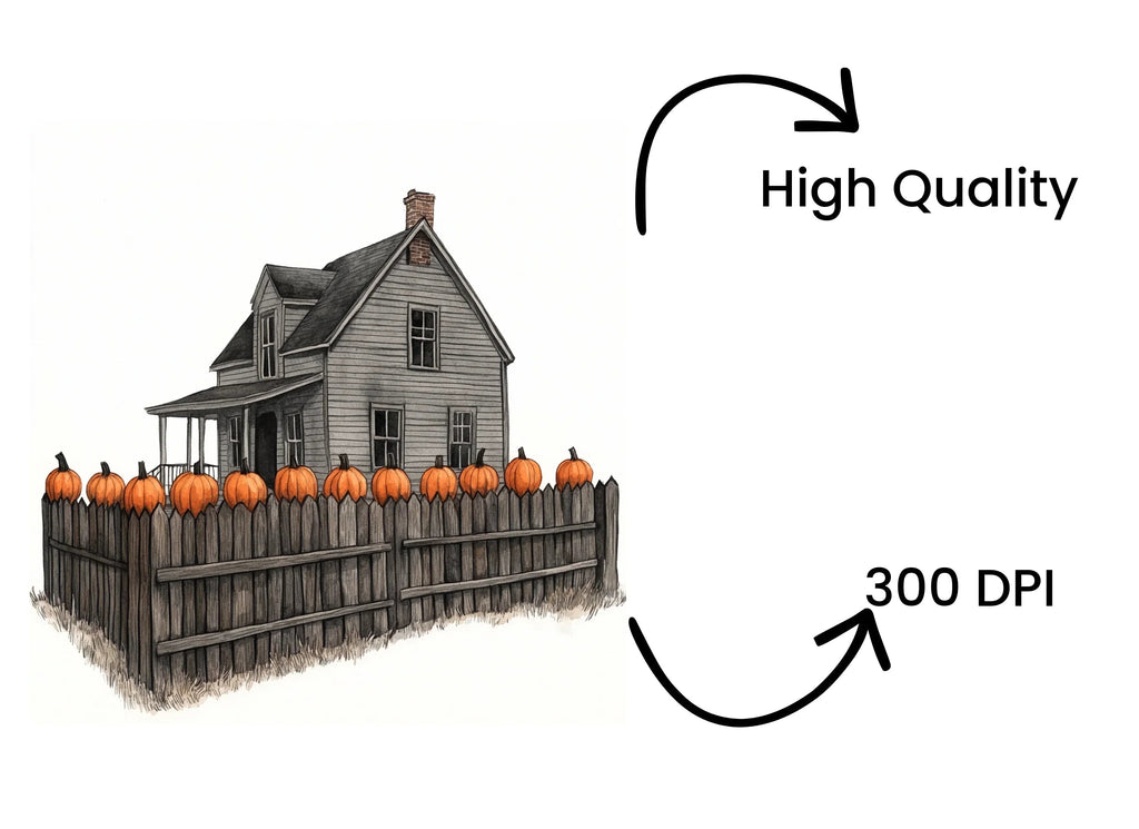 Autumn Pumpkin Fence House Clipart Bundle
