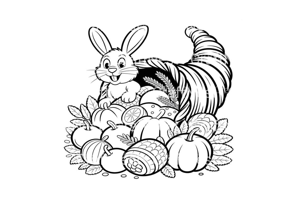 Thanksgiving Bunny Cornucopia Coloring Books